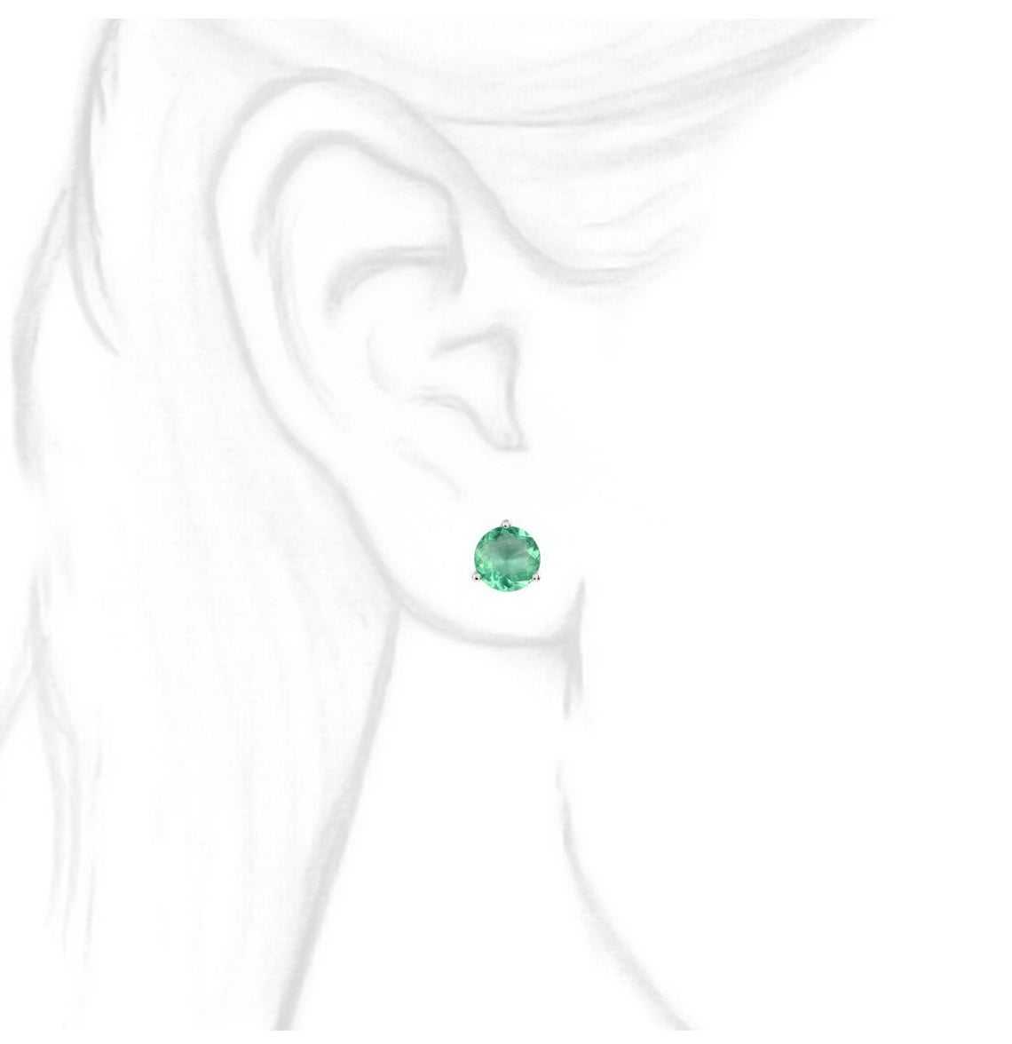 1.50tcw Vibrant Green Emerald Round Martini Stud Earrings in 14K Gold - Perfect for Weddings, Parties & Everyday Elegance