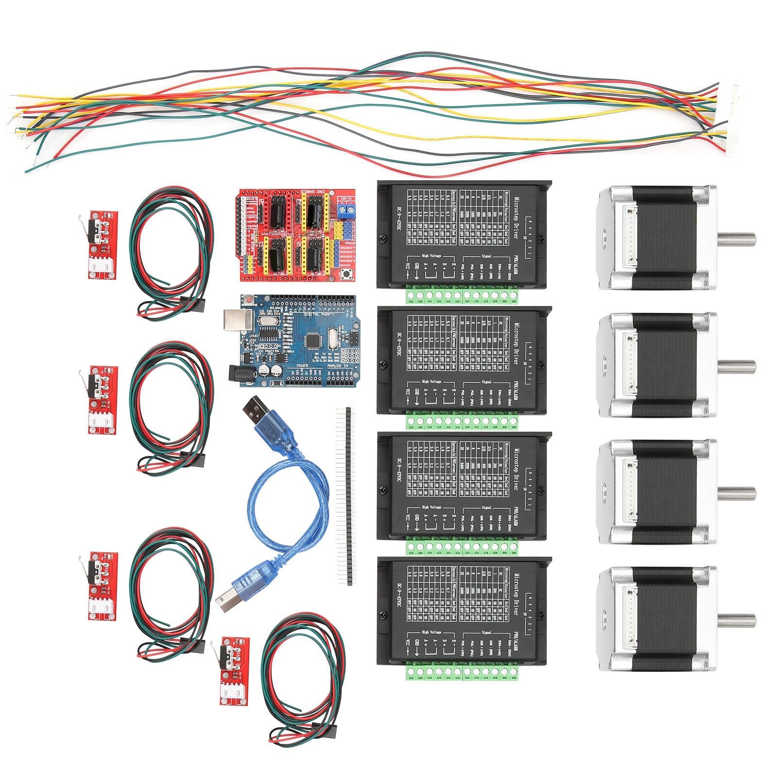 3D Printer Controller Shield with TB6600 Motor Driver & Limit Switch - CNC Kit for Industrial 3D Printing (6.35mm) | Perfect for DIY 3D Printers, CNC Machines & Maker Projects