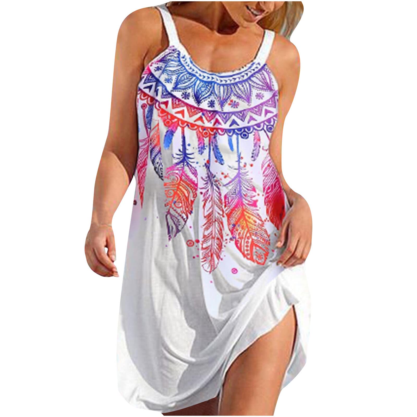 Women's Summer Casual Beach Sundress - Sleeveless Boho Floral Mini Dress for Outdoor, Vacation & Party Wear