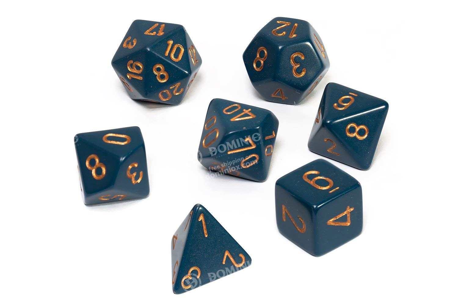 Chessex CHX25426 Opaque Dice Set - Dusty Blue & Copper for D&D, RPG, Board Games & Collectors