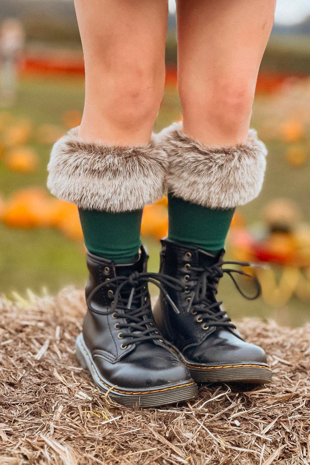 Brown Faux Fur Cuff Knee High Socks for Women - Warm Winter Boot Socks for Cold Weather - Cozy & Stylish Knee-Length Socks for Boots, Outfits & Lounge Wear