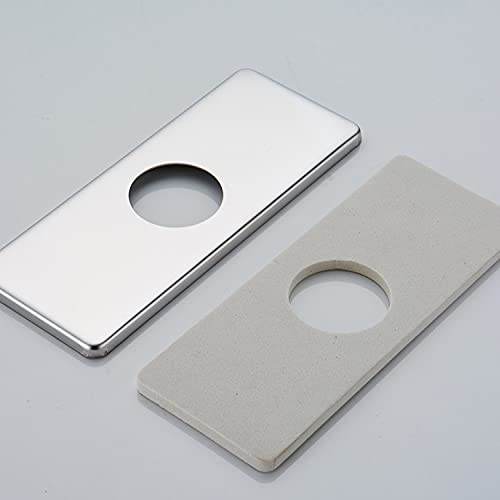 6 Inch Stainless Steel Chrome Sink Hole Cover - Square Bathroom & Kitchen Faucet Deck Plate for Vessel Sink - 4