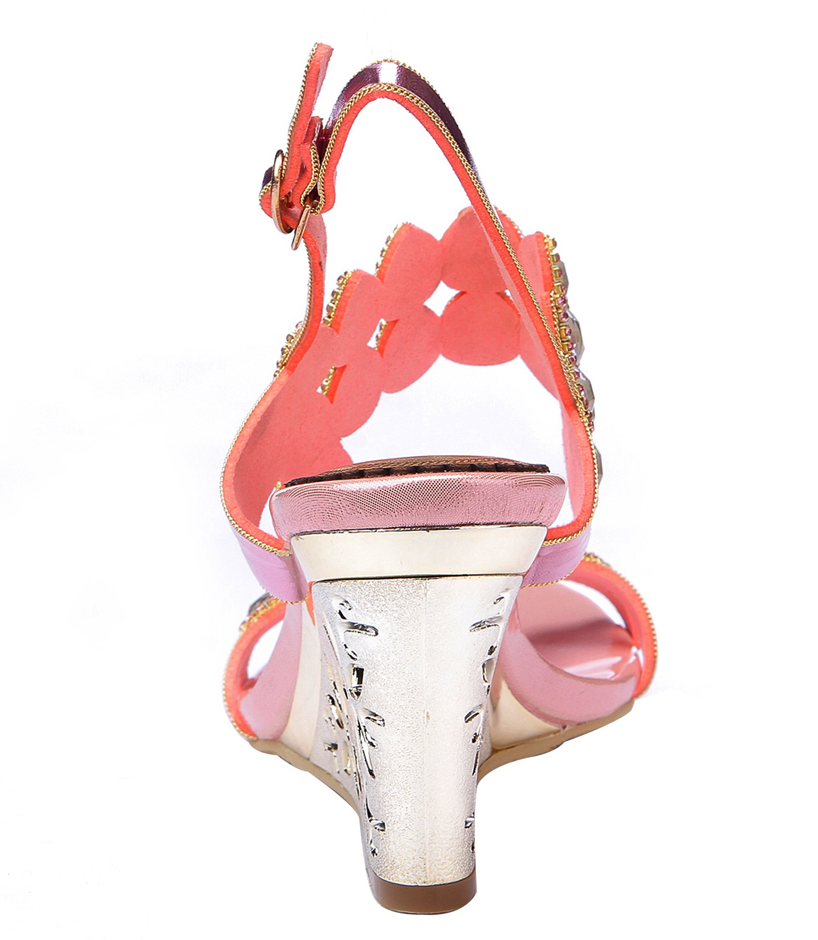 Honeystore Women's Rhinestone Strappy Wedge Sandals with Water Pattern Design - Perfect for Beach Vacations, Summer Parties & Casual Outings