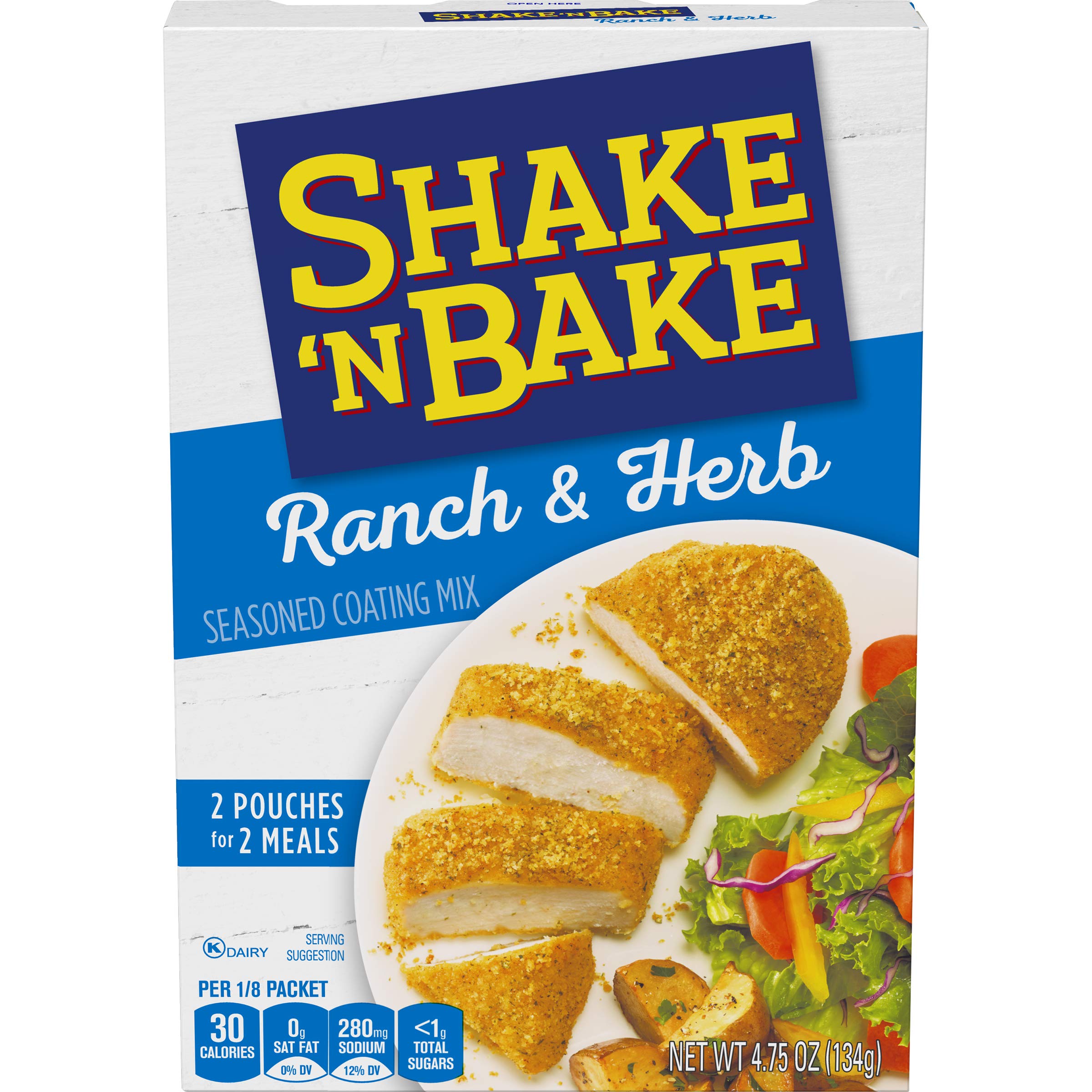 Shake 'N Bake Ranch & Herb Seasoned Coating Mix - 4.75 oz (Pack of 8) | Perfect for Chicken, Pork & Fish | Easy Homemade Breading for Crispy Oven-Baked Meals