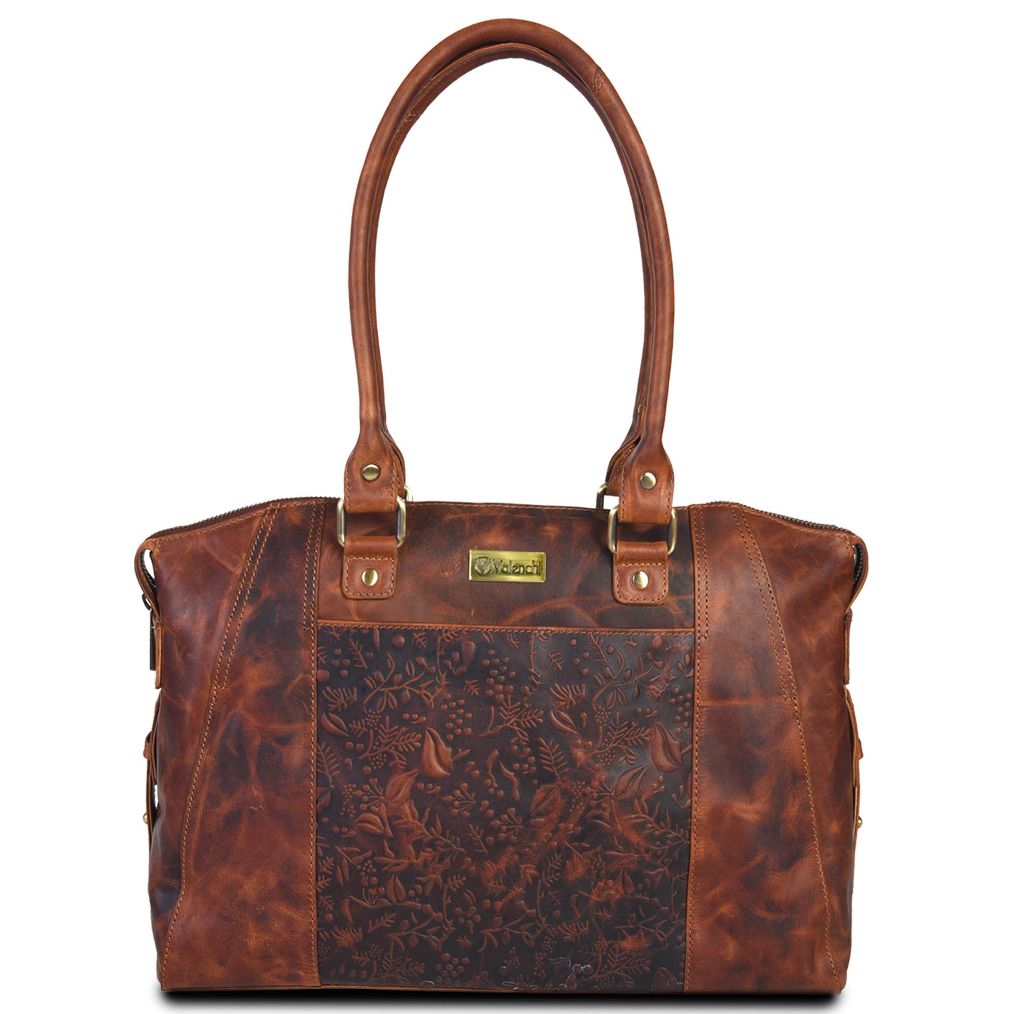 VALENCHI Genuine Leather Tote Bag for Women - Stylish Shoulder Handbag - Perfect for Work, Travel & Everyday Use - Fashionable Ladies Purse for Office, Commute & Weekend Outings