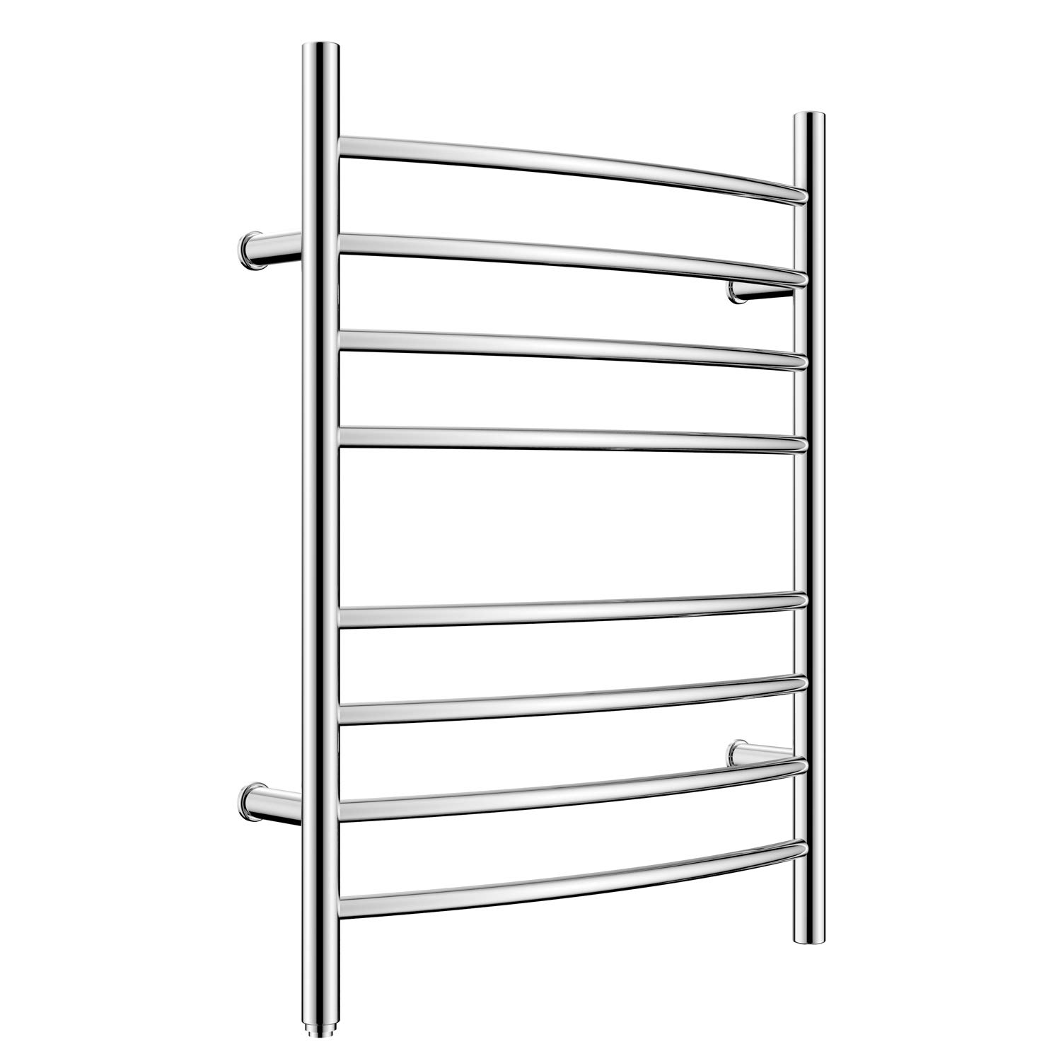 HEATGENE 8 Bar Plug-in Towel Warmer - Curved Bathroom Heater & Drying Rack with Mirror Polish Finish | Perfect for Spa, Luxury Bathrooms & Home Relaxation