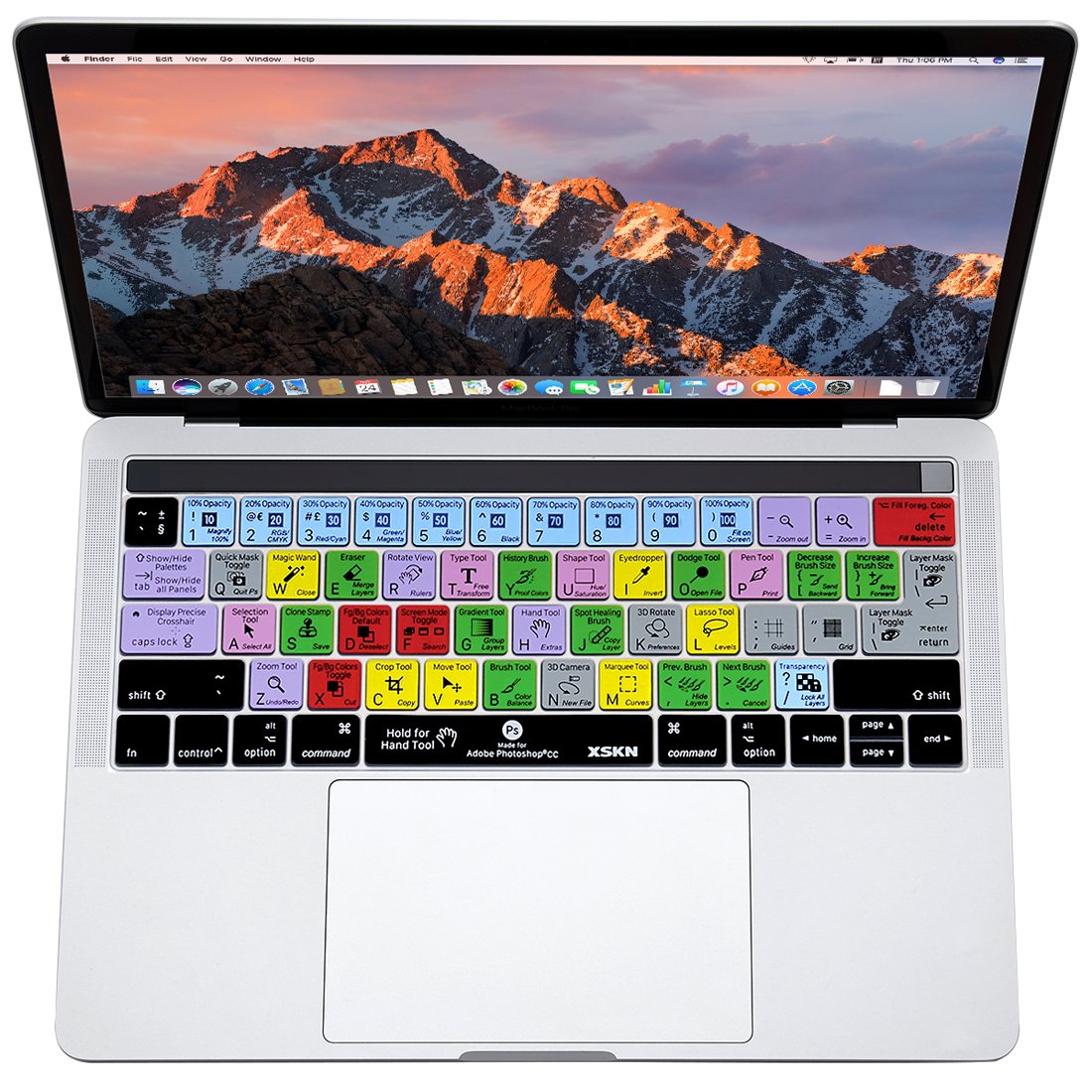 XSKN Shortcut Keyboard Skin Cover for MacBook Pro 13