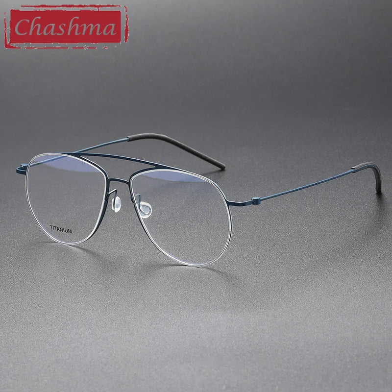 Titanium Eyeglasses for Men - Full Rim Oval Double Bridge Frame 45507 | Lightweight & Durable | Perfect for Work, Reading & Everyday Use