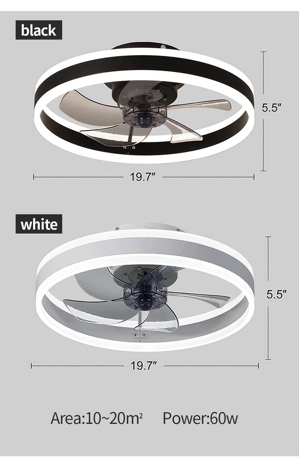 Smart LED Ceiling Fan with Light - 6 Speed Settings, Ultra Quiet, Energy Efficient - Perfect for Bedroom, Living Room, and Office Spaces
