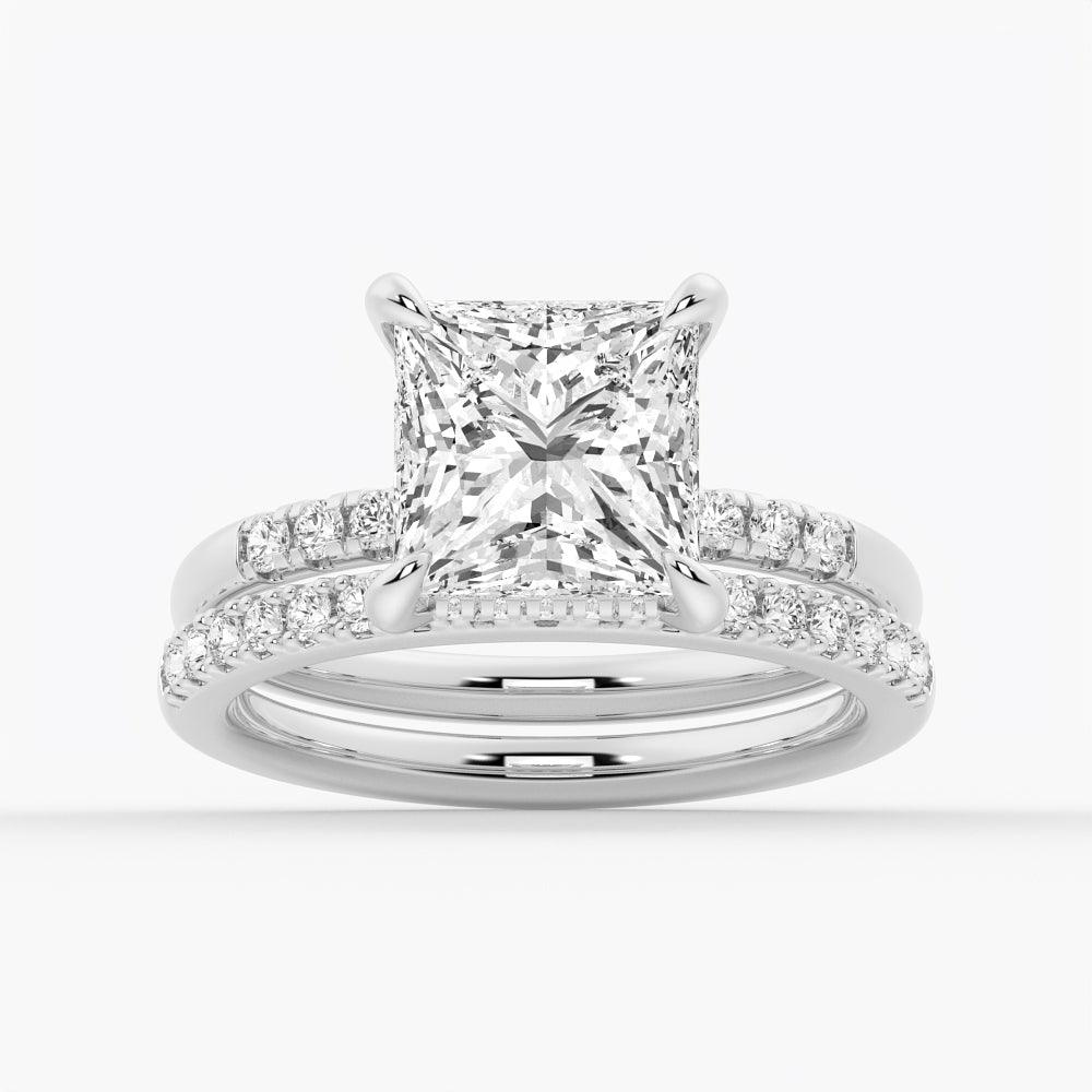 1.5ct Princess Cut Moissanite Engagement Ring with Hidden Halo - 14K White Gold Wedding Band for Women - Perfect Proposal Gift for Her - Ideal for Anniversaries, Valentine's Day & Special Occasions