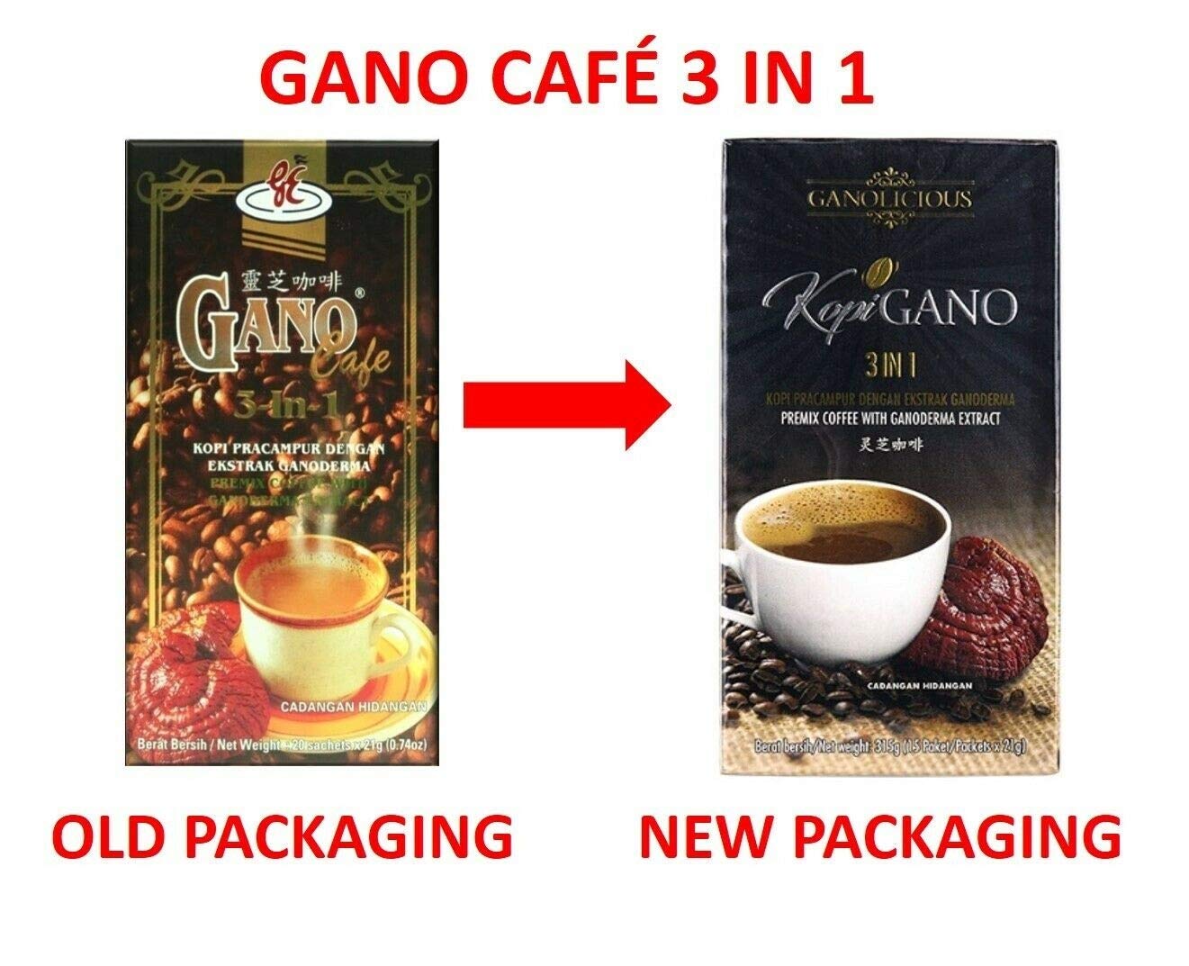 Gano Kopi 3 in 1 Instant Coffee Mix - 10 Boxes (150 Sachets) - Premium Ganoderma Mushroom Coffee for Energy Boost & Immunity Support - Perfect for Office, Travel & Home Brewing