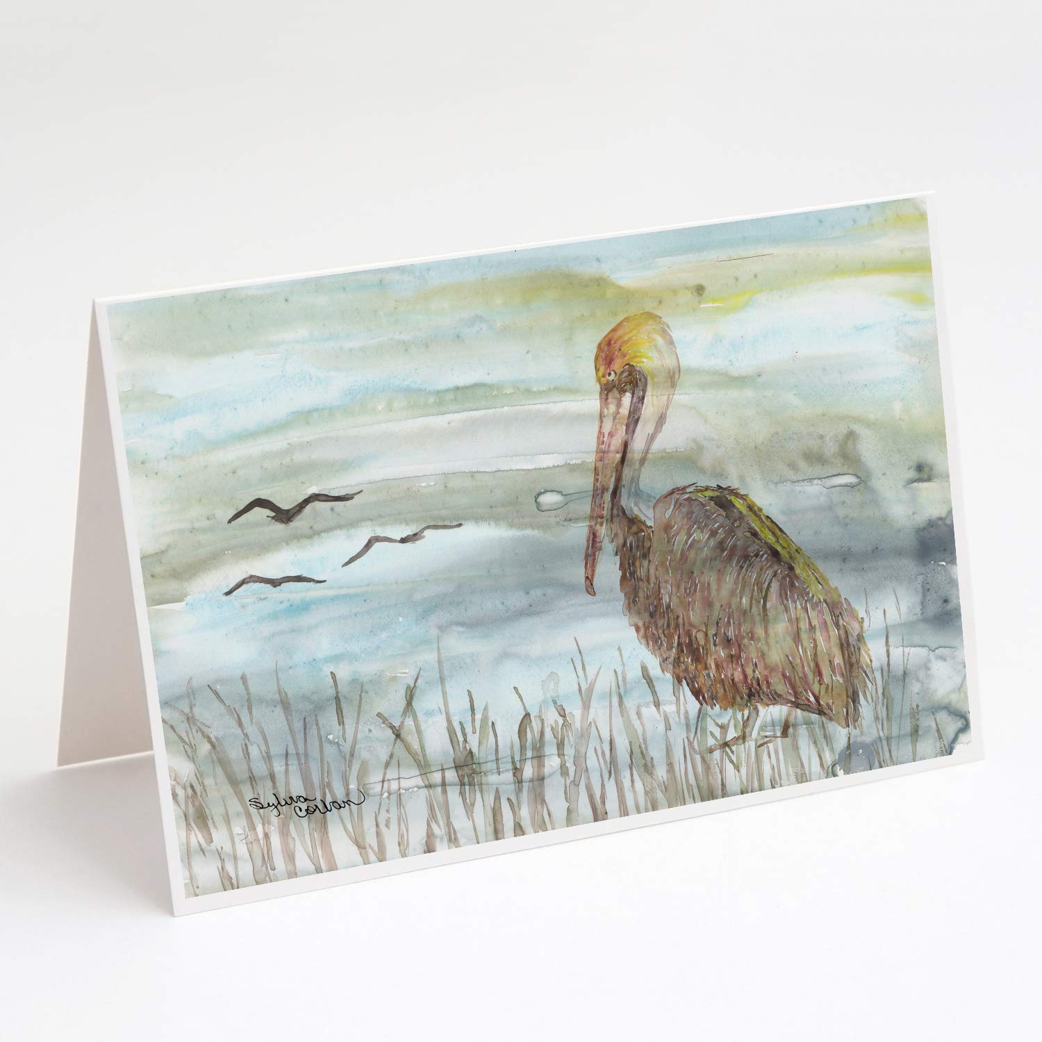 Brown Pelican Watercolor Greeting Cards - Pack of 8 Blank A7 Note Cards (5x7 inches) with Envelopes | Whimsical Bird Art Stationery for Thank You Notes, Birthday Cards & Wedding Invitations