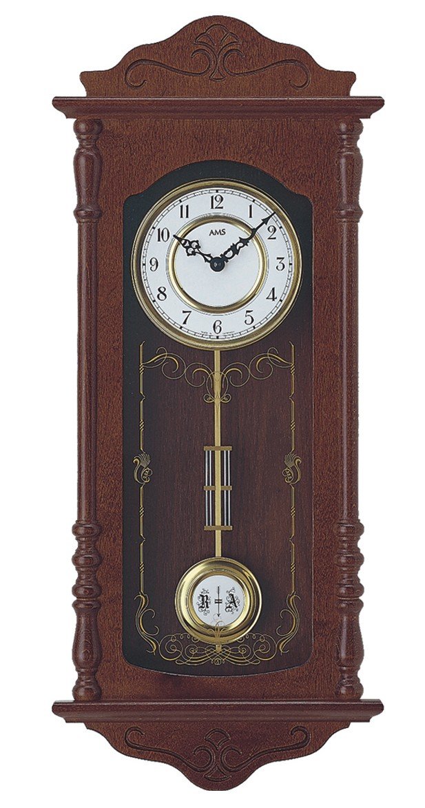 Vintage Wooden Pendulum Wall Clock 7013/1 - Classic Decorative Home & Office Clock for Living Room, Bedroom, Study
