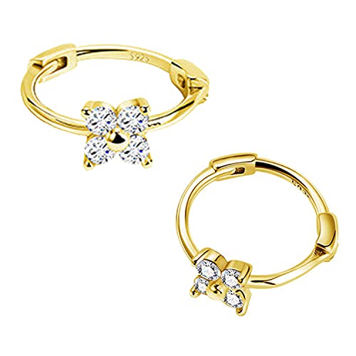 14K Gold Hoop Earrings with Butterfly Zirconia - 925 Sterling Silver Hypoallergenic Jewelry for Women & Girls - Shiny, Eye-Catching Dangle Earrings for Parties, Weddings & Everyday Wear