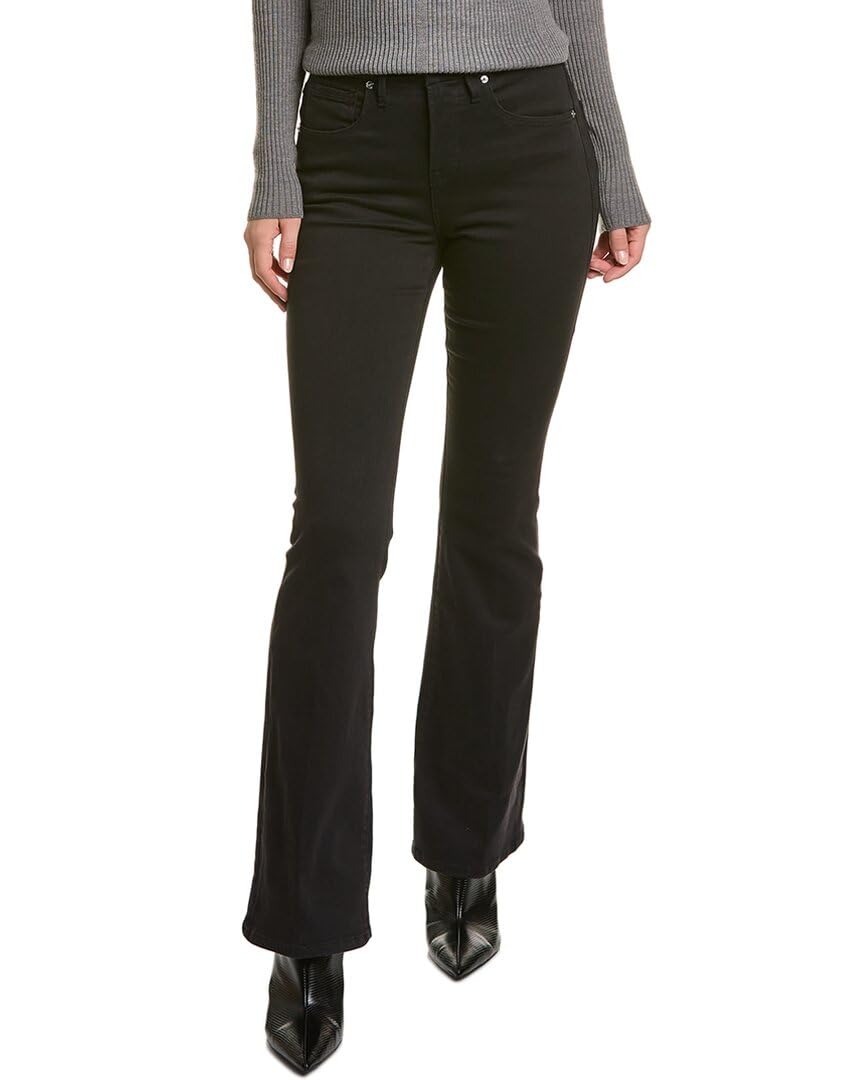 Good American Good Legs Flare Jeans for Women - Black, Size 2/26 | High Waist Stretch Denim Pants | Perfect for Casual Wear, Date Night & Office Outfits