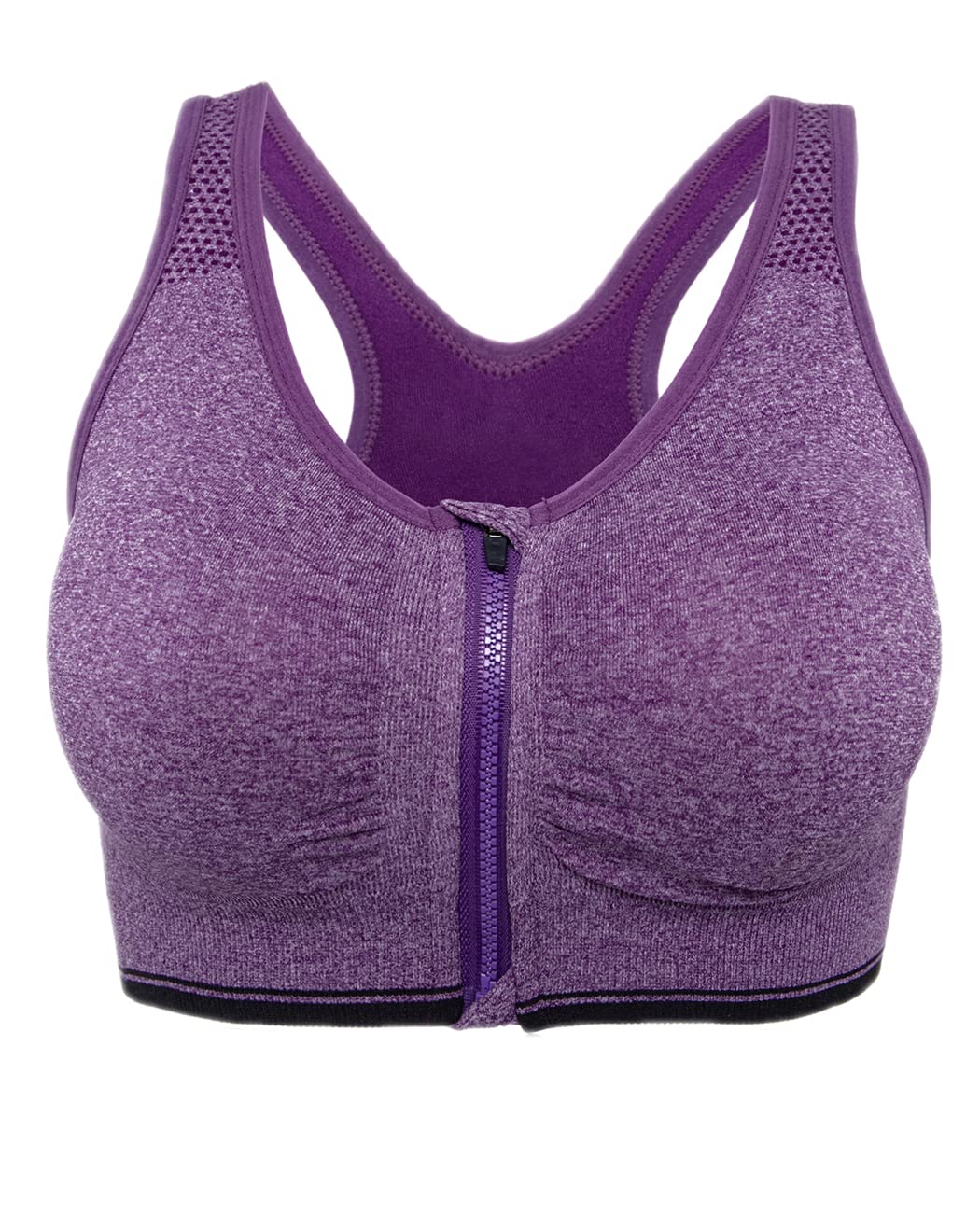 FLORATA Women's Zip Front Sports Bra - Wireless Post-Surgery Bra with Removable Pads for Yoga, Running & Gym Workouts | Comfortable Support for Active Lifestyles & Recovery
