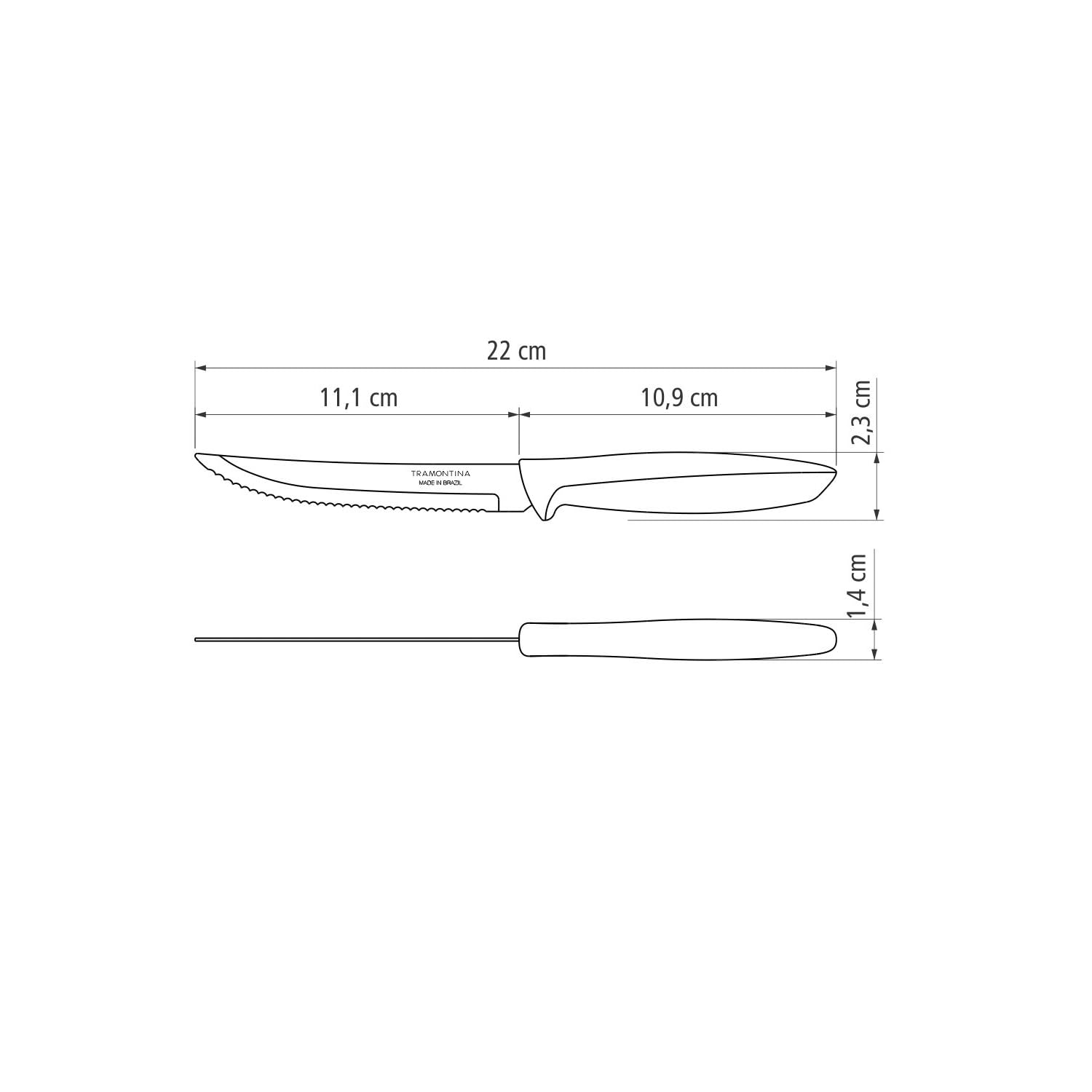 Tramontina 6-Piece Kitchen Knife Set - Stainless Steel Serrated Fruit & Tomato Knife, Vegetable Chopper & Peeler - Multipurpose with Pointed Tip (Brown, Model 23498454) - Perfect for Home Cooking, Meal Prep & Professional Kitchens