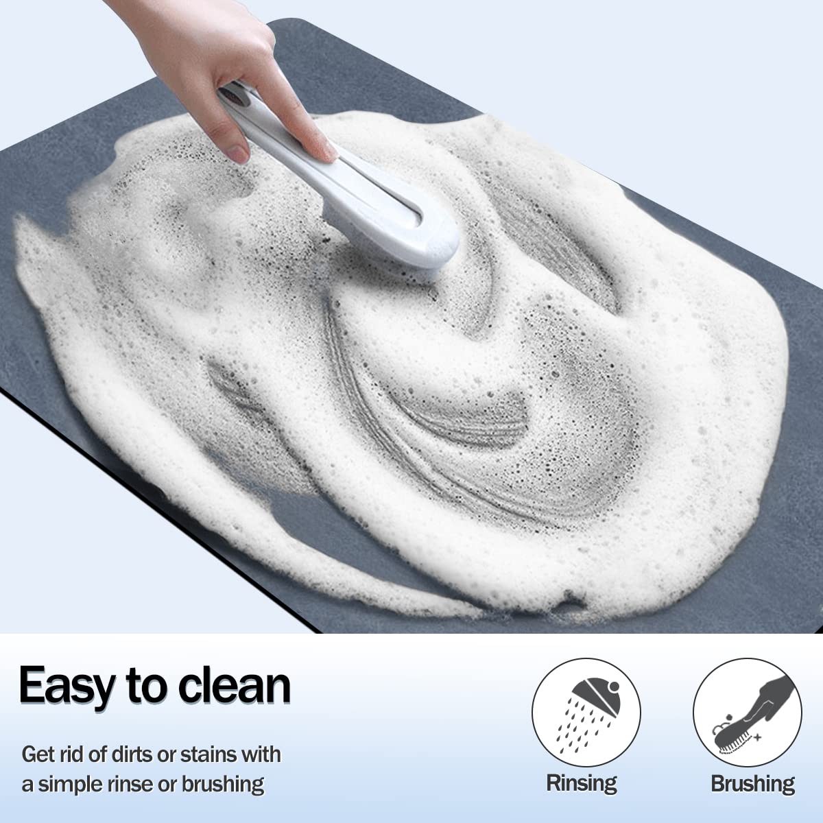Quick-Dry Absorbent Bath Mat with Non-Slip Rubber Backing - Super Soft Bathroom Rug for Shower, Living Room & Kitchen Floor - 18x28 Inch Navy Blue - Perfect for Wet Areas, Entryways & High-Traffic Zones