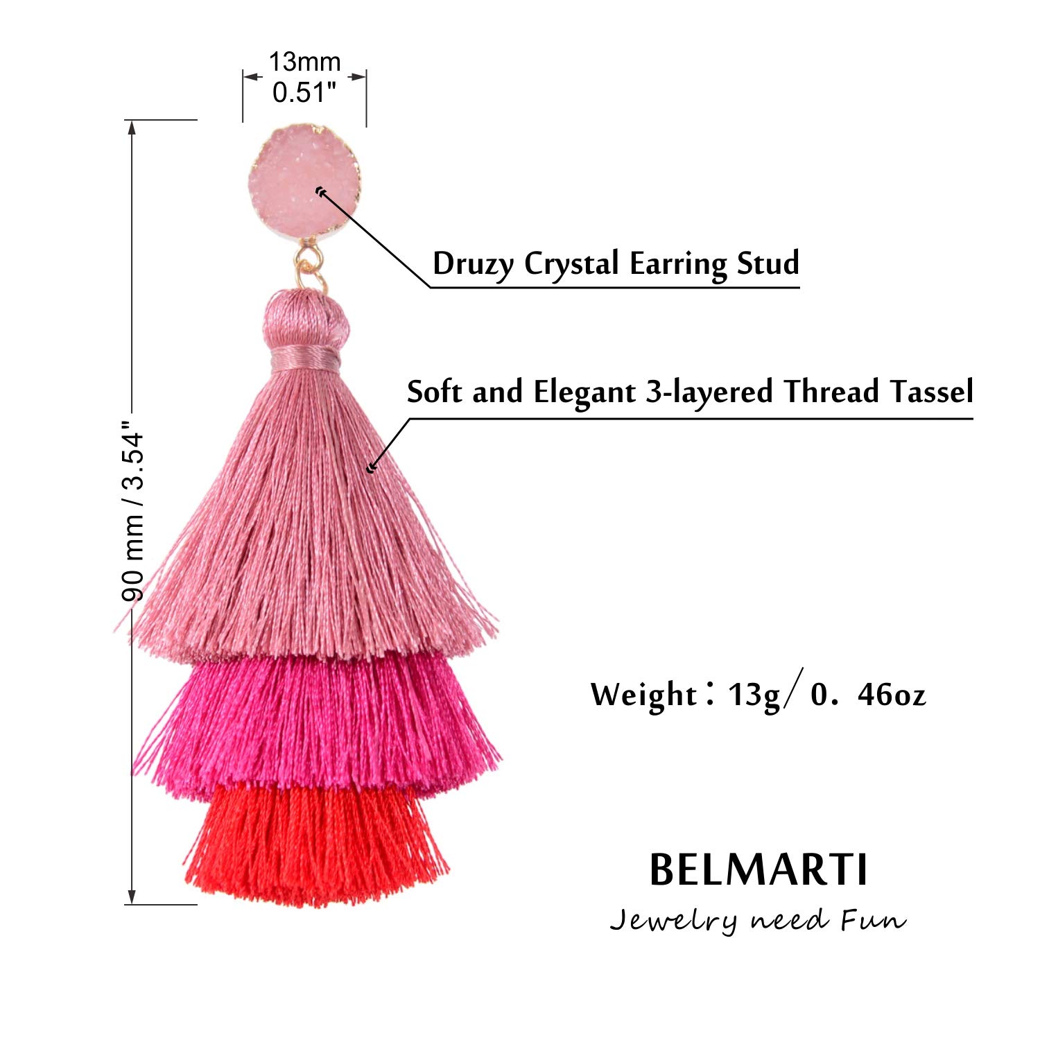 Bohemian Layered Tassel Dangle Earrings - Acrylic Rose Petal Drop Earrings for Women | Holiday Party, Festival, Costume Jewelry Gift | Perfect for Weddings, Date Nights & Special Occasions