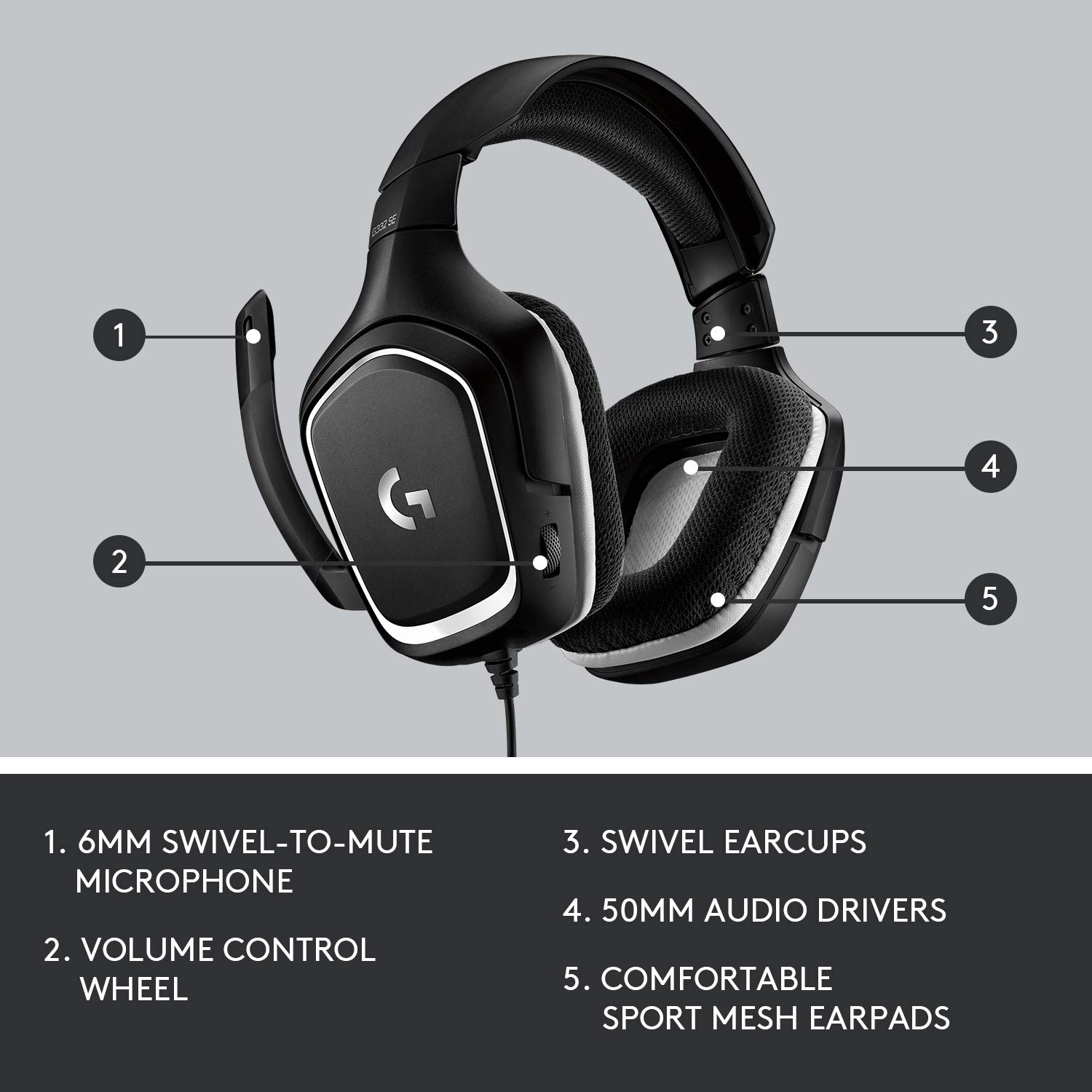 Logitech G332 SE Stereo Gaming Headset with Noise-Canceling Mic for PC, PS4, Xbox One, Nintendo Switch - Perfect for Online Gaming, Streaming & Virtual Meetings