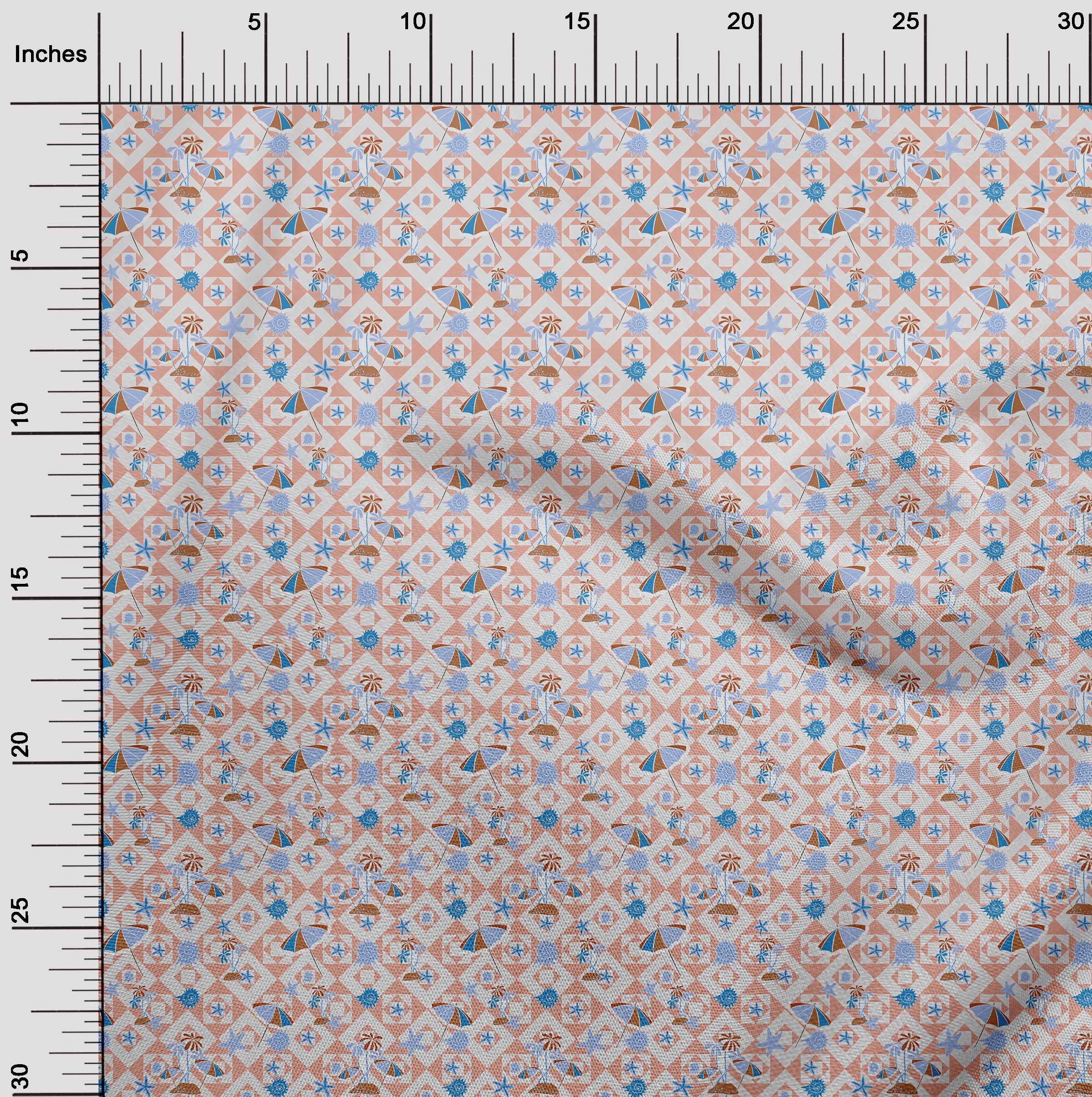 oneOone Velvet Peach Fabric - Soft Printed DIY Sewing Material for Beachwear, Dresses & Home Decor - 58 Inch Wide by The Yard