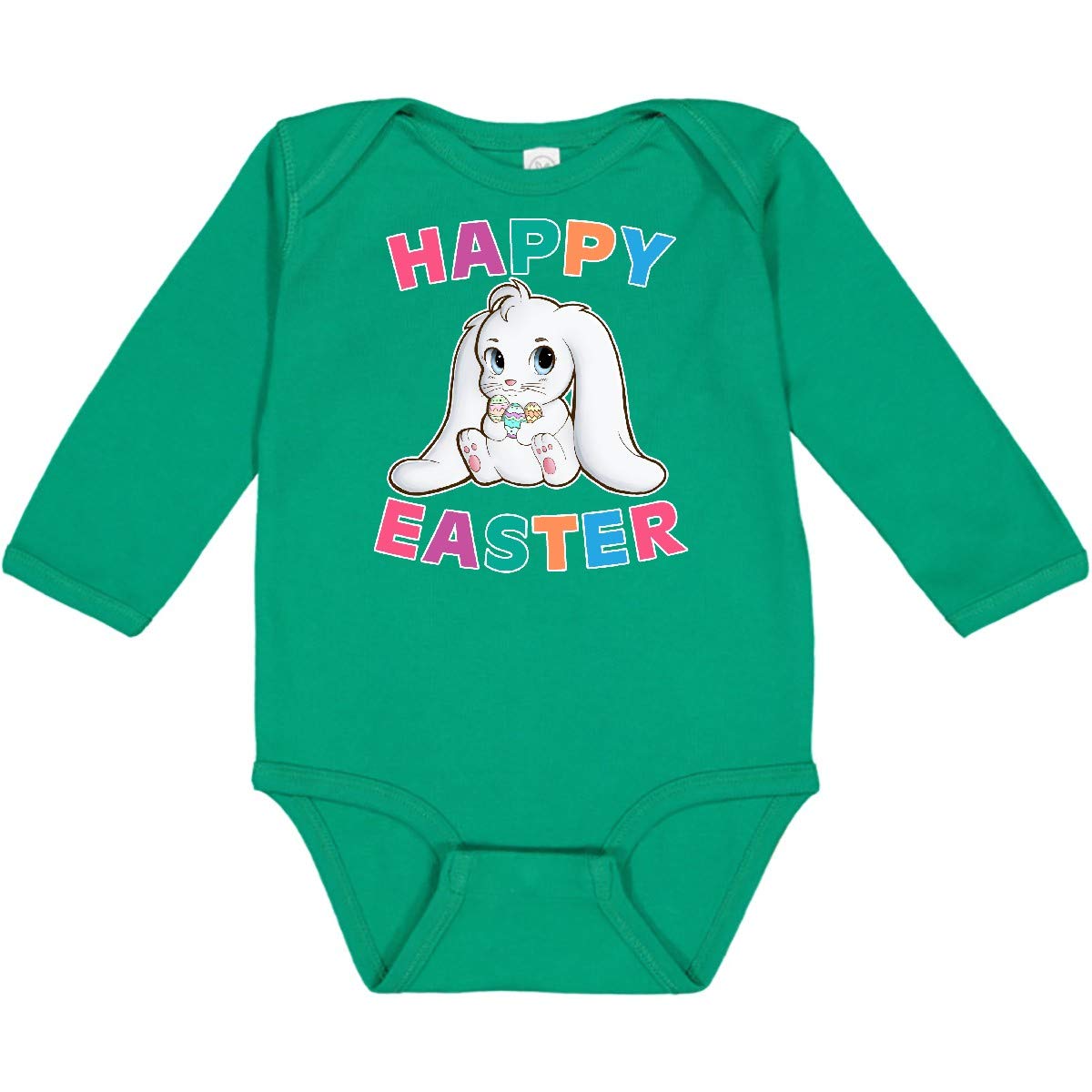 Inktastic Happy Easter Adorable Bunny Long Sleeve Baby Creeper - Soft & Comfortable Easter Outfit for Newborns & Toddlers