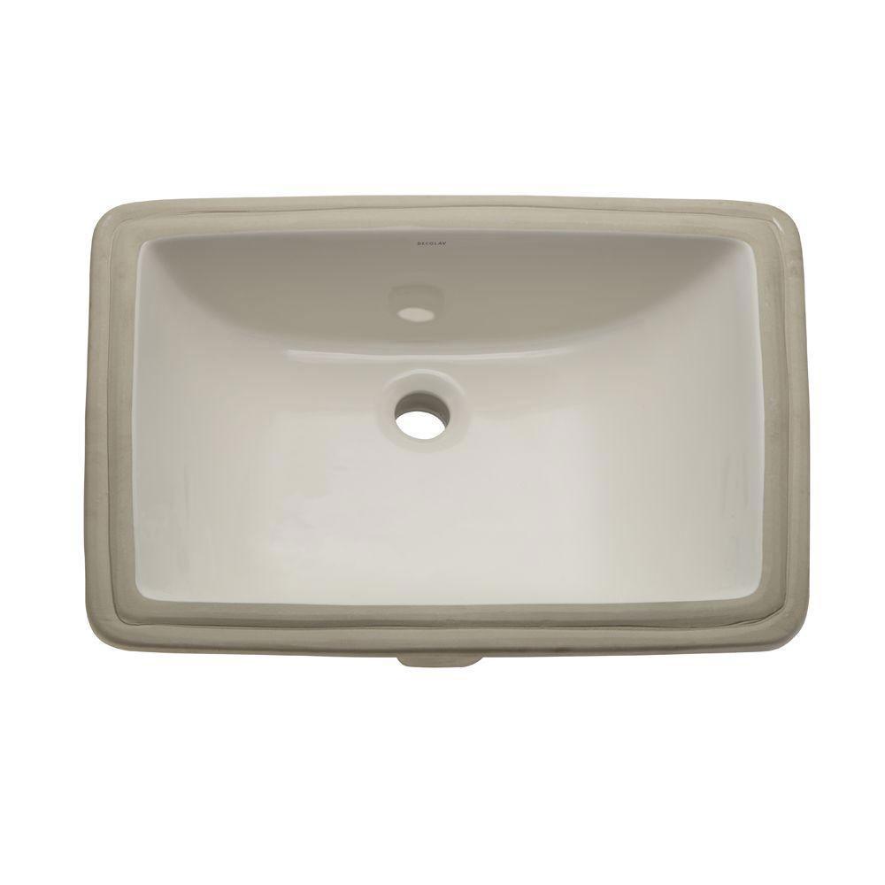 Decolav Classic Rectangular Undermount Bathroom Sink with Overflow - Biscuit Color (Model 467875) | Perfect for Modern Vanities & Small Bathroom Remodels