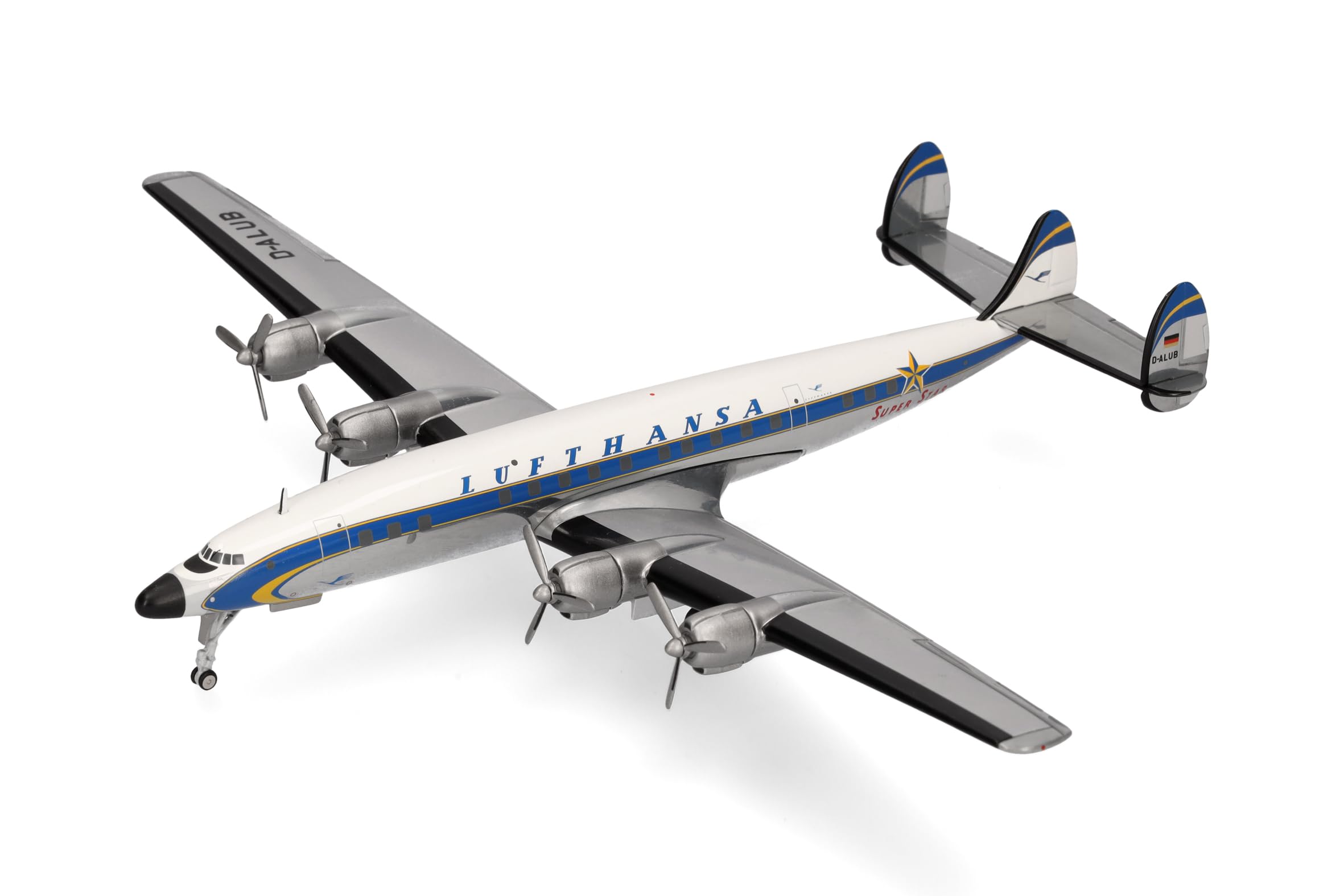 Herpa Avion Miniature Lufthansa Lockheed L-1649A Super Star Diecast Model - 1:200 Scale, Collector's Item, Metal Construction, White Color - Perfect for Aviation Enthusiasts, Display Cases, and Model Collections