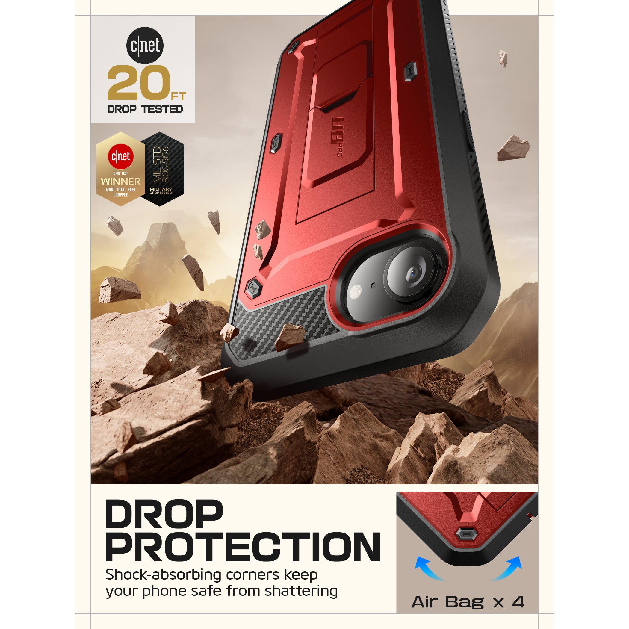 iPhone 16e Unicorn Beetle Pro Rugged Case - Shockproof & Drop Protection - Metallic Red - Perfect for Outdoor Adventures & Extreme Sports