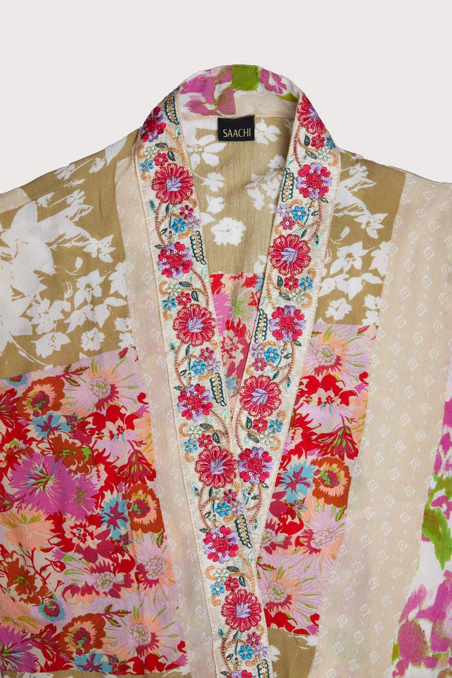 Elegant Lace Embroidered Floral Kimono Robe - Women's Lightweight Cover Up for Beach, Wedding, or Lounge Wear