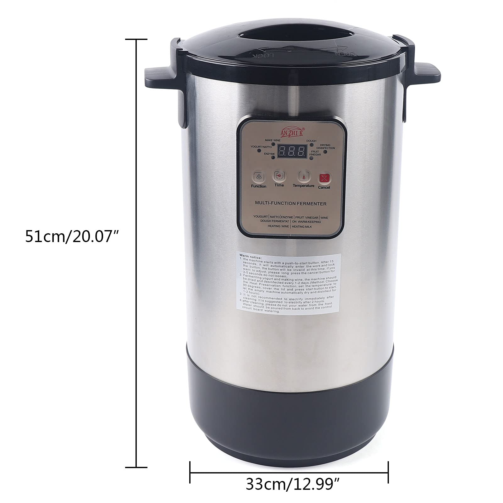 12L Automatic Fermentation Machine with Stainless Steel Inner Pot - Smart Yogurt Maker with Time & Temperature Control - Perfect for Making Yogurt, Cheese, Dough, Fruit Vinegar at Home - Ideal for Kitchen, Bakery & DIY Fermentation Projects