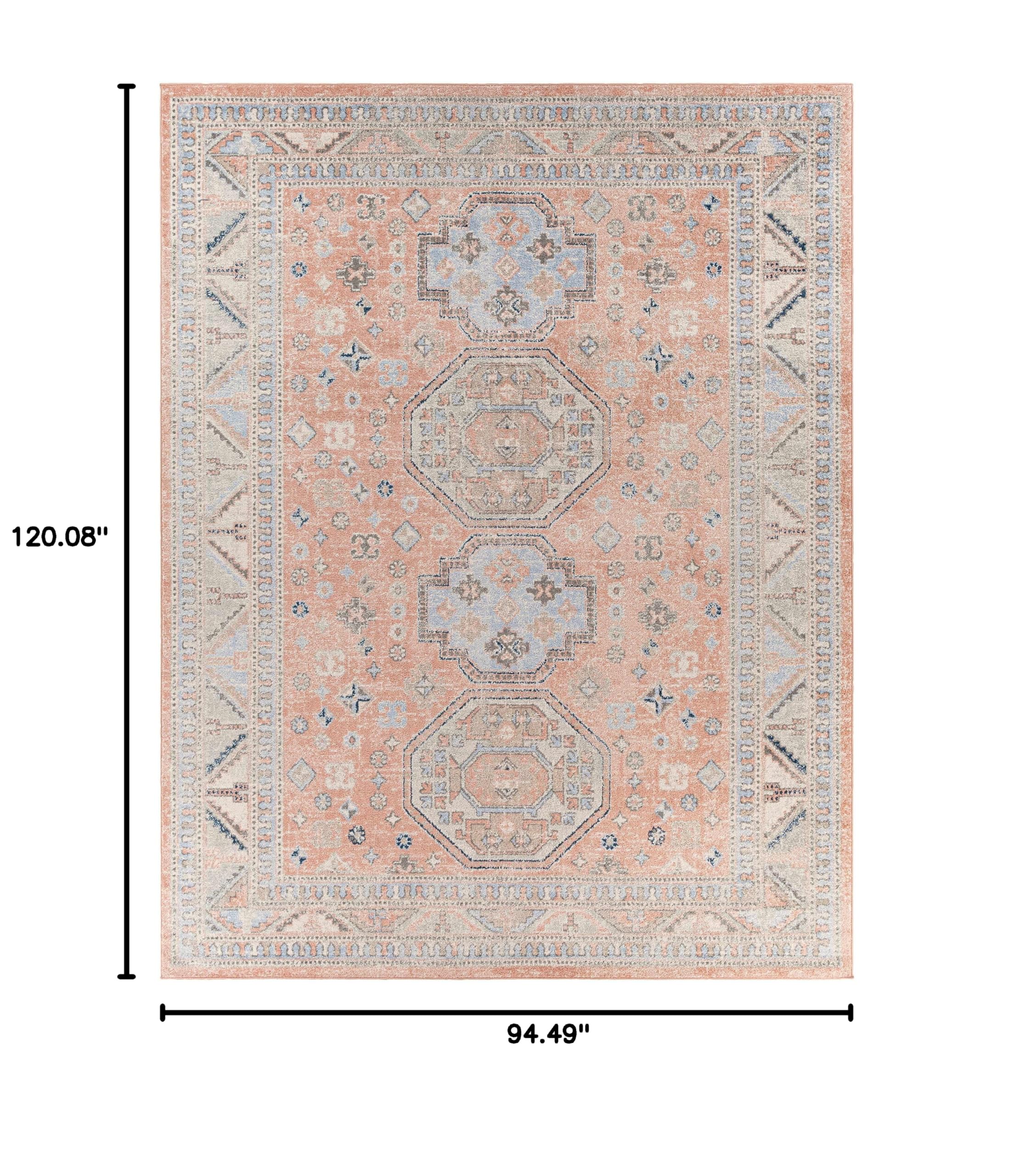 Hauteloom Mantador Traditional Gray Beige Blue Area Rug 7'10