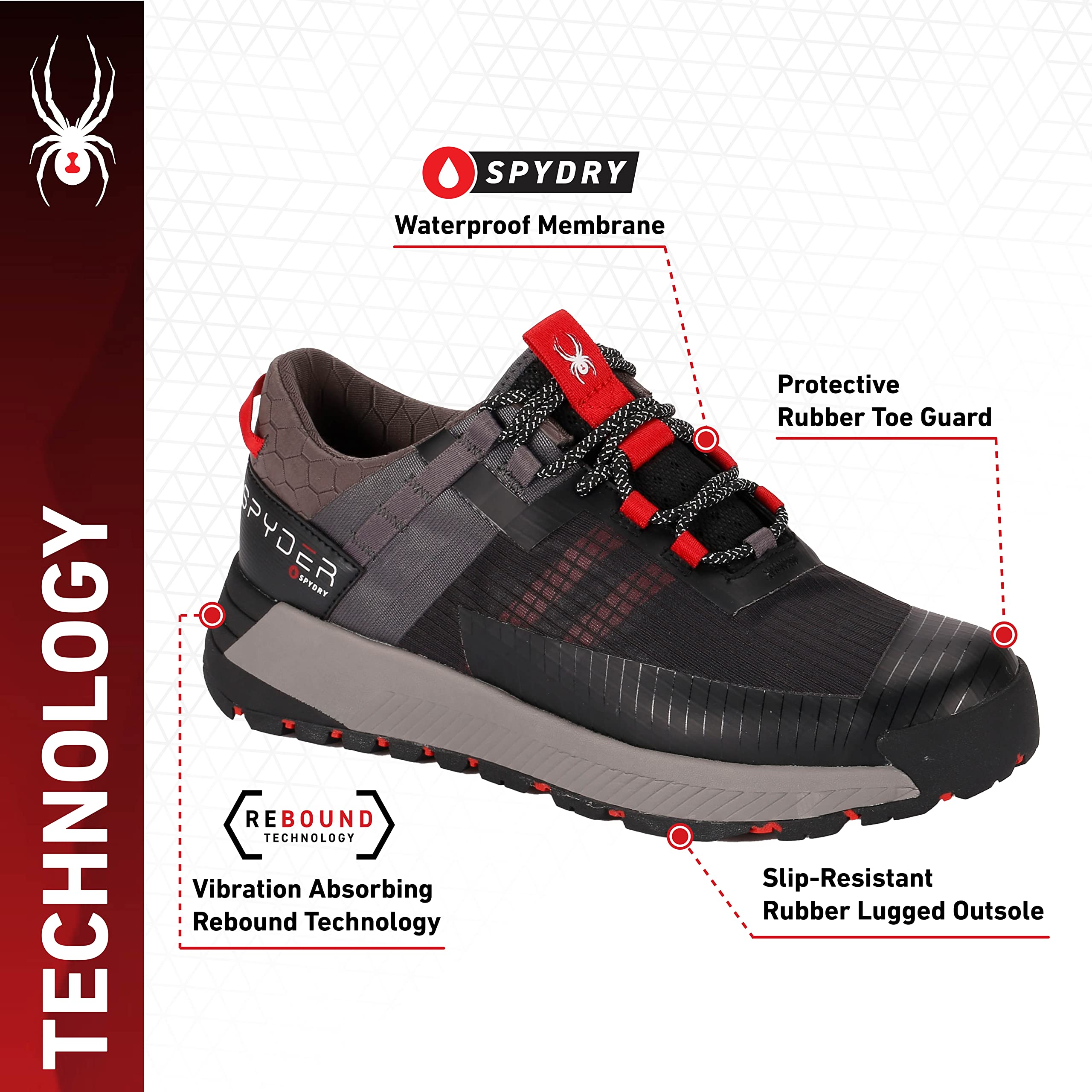 Spyder Men's Waterproof Hiking Shoes - Lightweight Trail Running Shoes for Outdoor Adventures, Camping & Backpacking