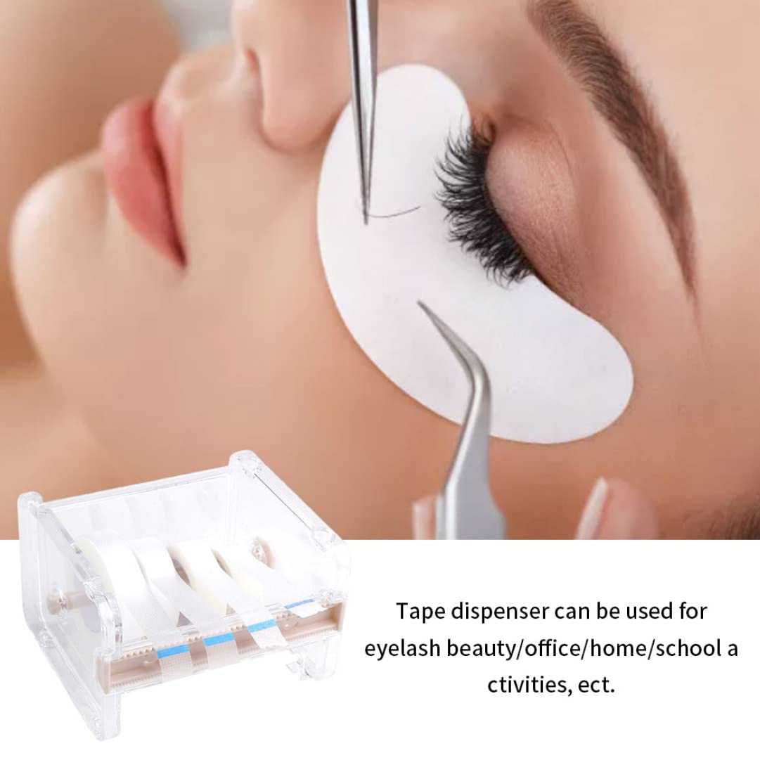 Clear Tape Dispenser for Eyelash Extensions - White Tape Holder Organizer with Lash Tape Separator - Perfect for Salon, Beauty Studio & Home Lash Application