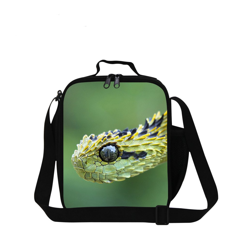 Snake Print Insulated Lunch Box for Kids - Leak Proof School Cooler Bag for Boys & Girls - Perfect for School, Picnics, and Outdoor Activities
