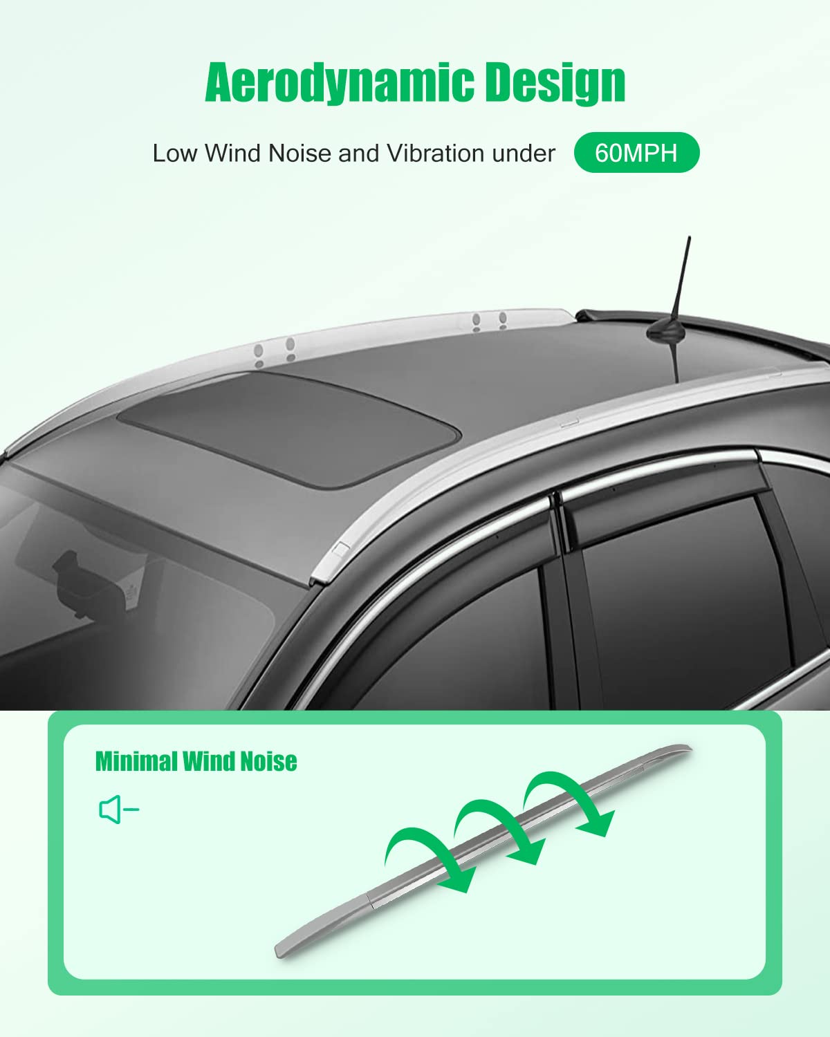 Scitoo Universal Roof Rack Cross Bars - Heavy Duty Aluminum Alloy Luggage Carrier for Mitsubishi Outlander (2013-2017, 2019) - Silver 2-Piece Set - Perfect for Road Trips, Camping Gear & Outdoor Adventures