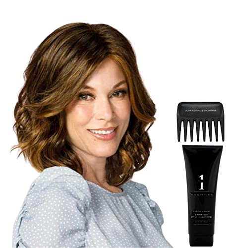 Jon Renau Caelen Synthetic Wig Bundle - 4 Items: Wig, Q&A Booklet, Synthetic Shampoo & Wide Tooth Comb (Color 14/26S10) - Perfect for Daily Wear, Cosplay & Hair Loss Solutions