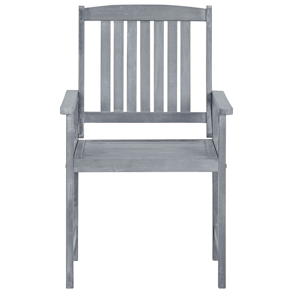 vidaXL Solid Acacia Wood Patio Chairs Set of 2 - Durable Gray Outdoor Seating Furniture with Comfortable Dimensions & Easy-to-Clean Surface | Perfect for Backyard, Garden, Poolside & Patio Relaxation
