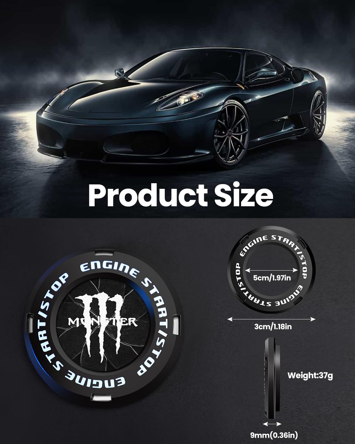 EPOCHHIKE Universal Rotary Car Engine Start Stop Button Cover - Anti-Scratch Motorcycle Ignition Key Switch Protector | Perfect for Cars, Trucks & Motorcycles | Durable Spin Protective Cover for Daily Commuting & Road Trips