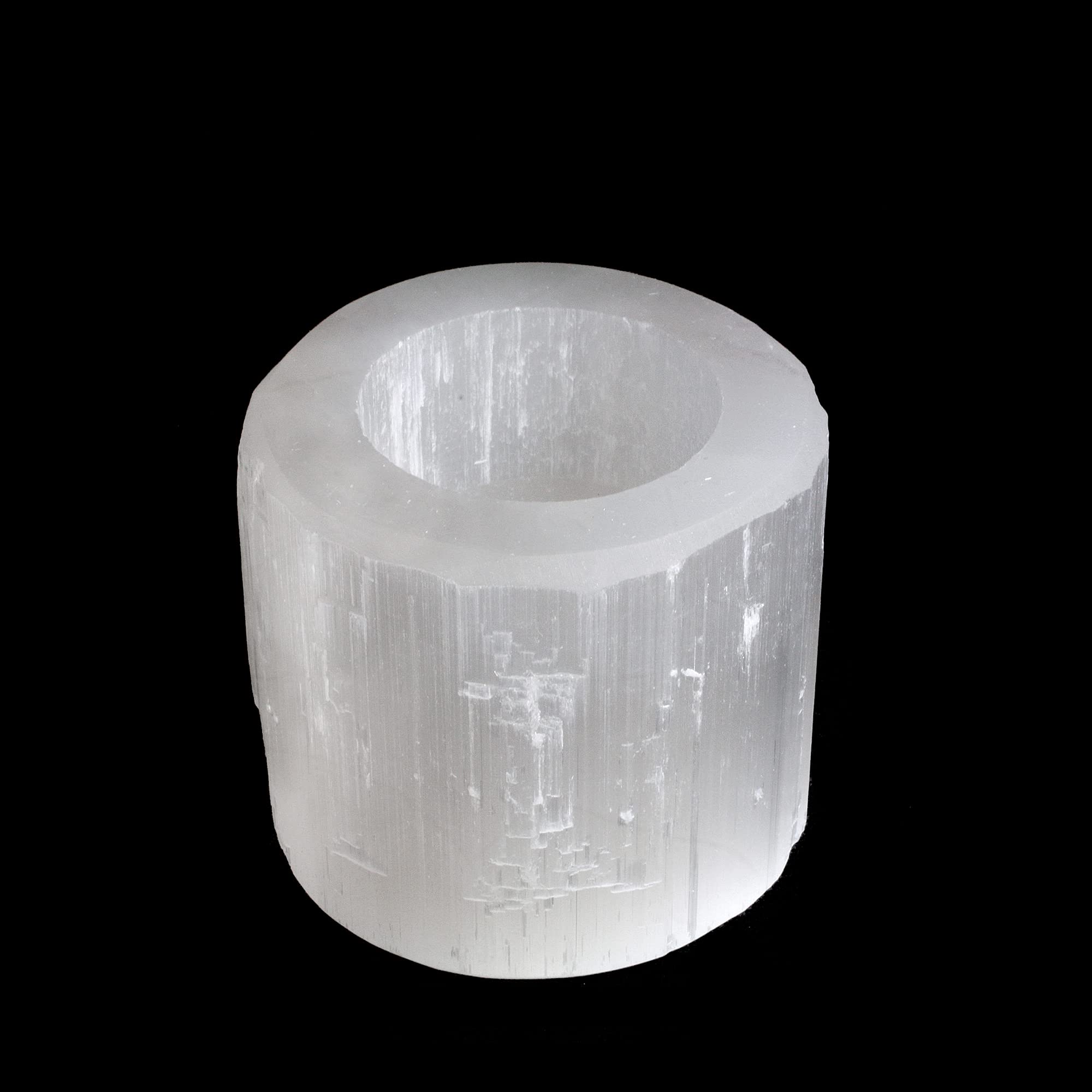 Natural Selenite Crystal Tealight Candle Holder - 6cm for Meditation, Yoga & Home Decor - Perfect for Relaxation, Spiritual Healing & Romantic Ambiance