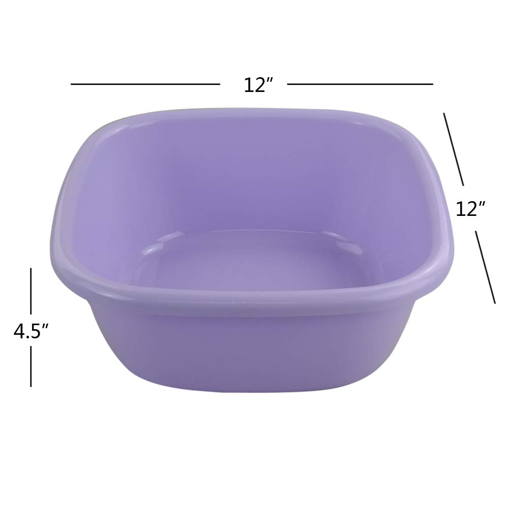 Yuright 12 Quart Plastic Wash Basin - Set of 3 Durable Laundry Tubs for Clothes Washing, Pet Bathing & Household Cleaning (Multi-Purpose Plastic Container)