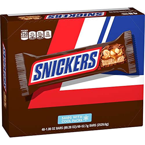 SNICKERS Bulk Milk Chocolate Candy Bars 48-Pack (1.86 oz Each) - Perfect for Halloween, Office Snacks & Party Favors | Wholesale Chocolate Candy Bulk
