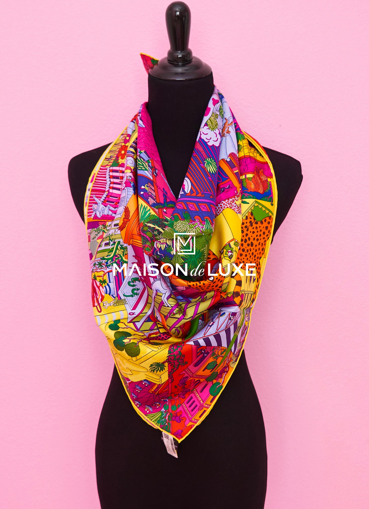 Hermes Animapolis Pink Twill Silk Scarf 90cm - Luxury Fashion Accessory for Women, Perfect for Gifts, Parties & Special Occasions