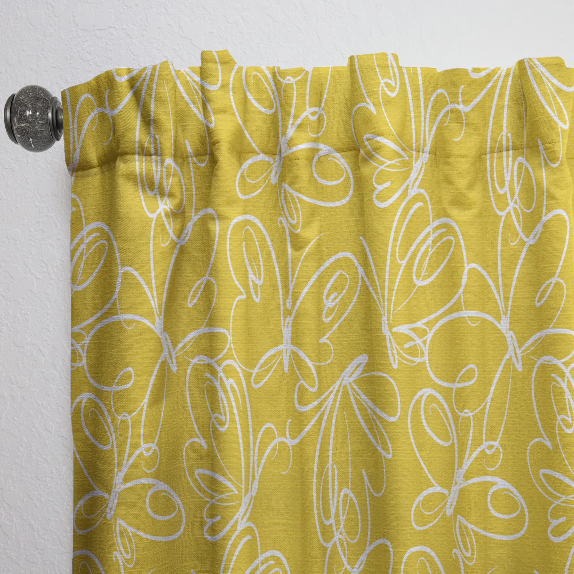 DesignQ Thermal Insulated Curtains with Hand-Painted Butterfly Pattern - 52x84 Inch Single Panel for Bedroom & Living Room - Elegant Window Drapes for Home Decor, Light Blocking & Energy Saving