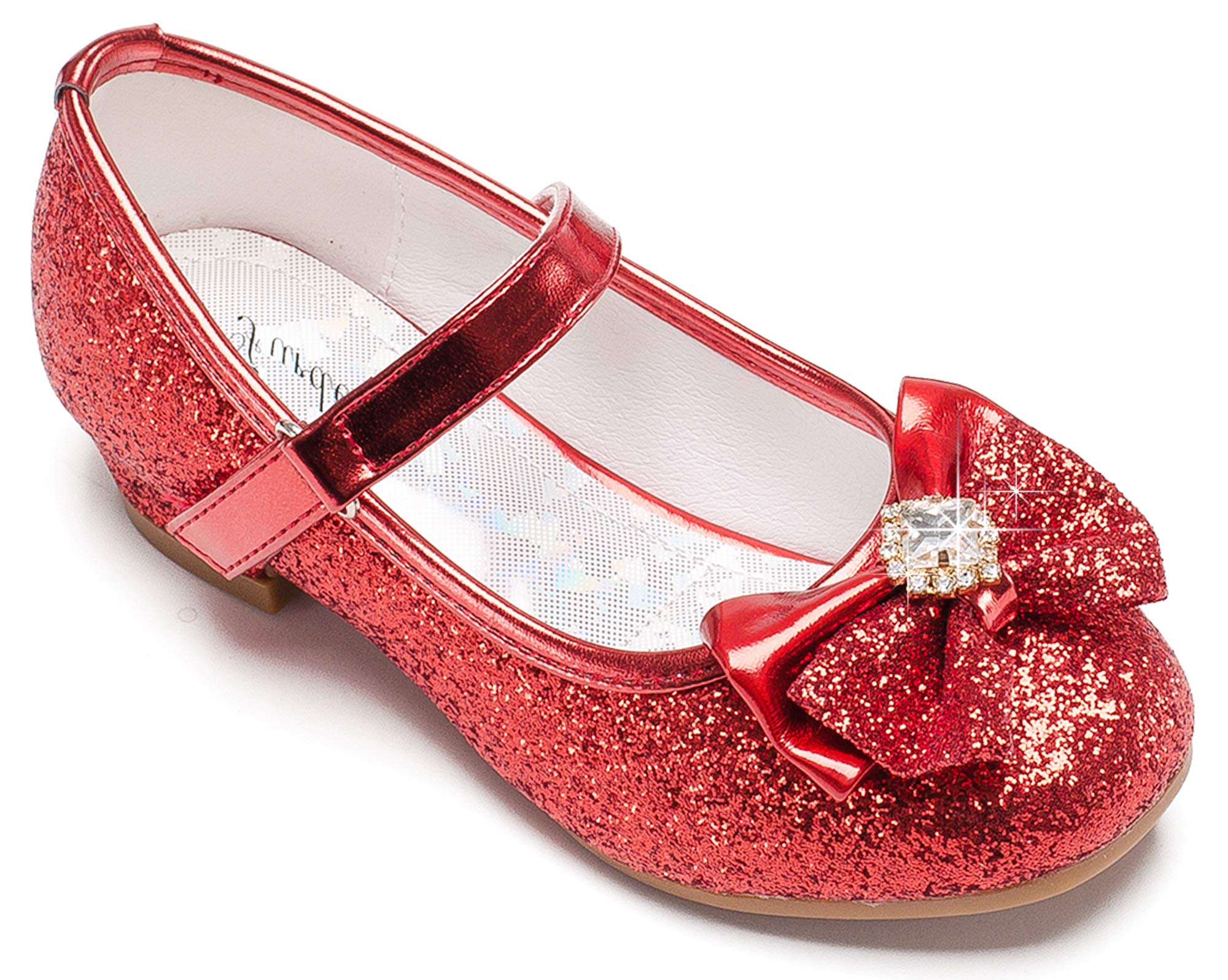 Furdeour Girls Mary Jane Dress Shoes - Glitter Flower Wedding Heels for Toddler Bridesmaids & Princess Party | Perfect for Weddings, Pageants, Birthday Parties & Special Occasions
