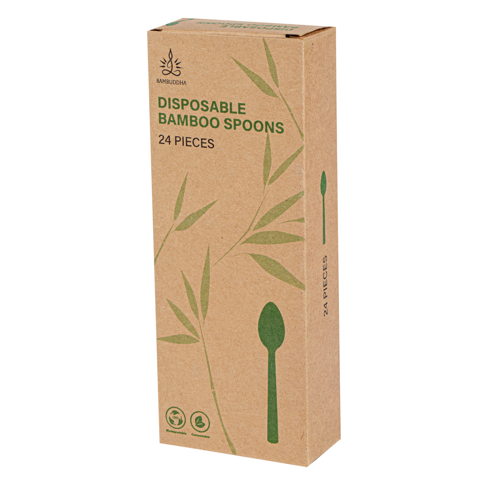 Eco-Friendly Bamboo Disposable Spoons - 24 Count Box (7