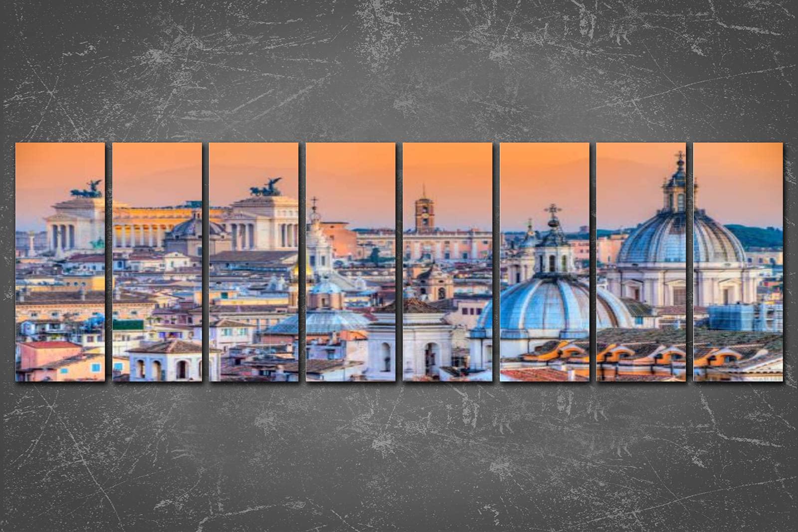 PeeNoke Extra Large Rome Skyline Italy Canvas Wall Art Print - 32 x 96 Inch Framed Ready to Hang - Office & Living Room Decor - Perfect for Home, Office, or Gift