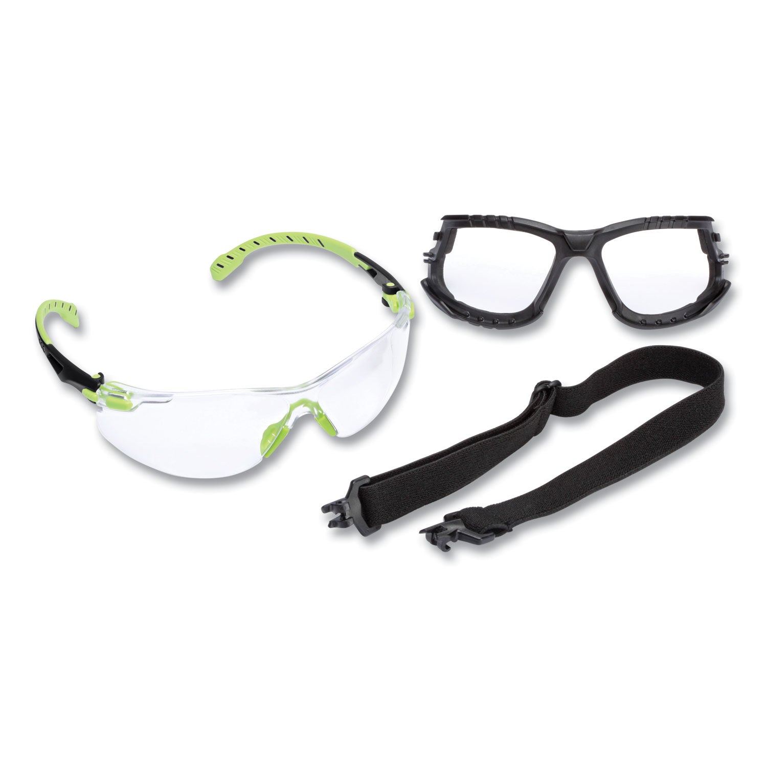 3M™ Solus 1000 Series Safety Glasses - Green Plastic Frame with Clear Polycarbonate Lens - ANSI Z87.1 Certified for Workplace, Construction, and DIY Eye Protection
