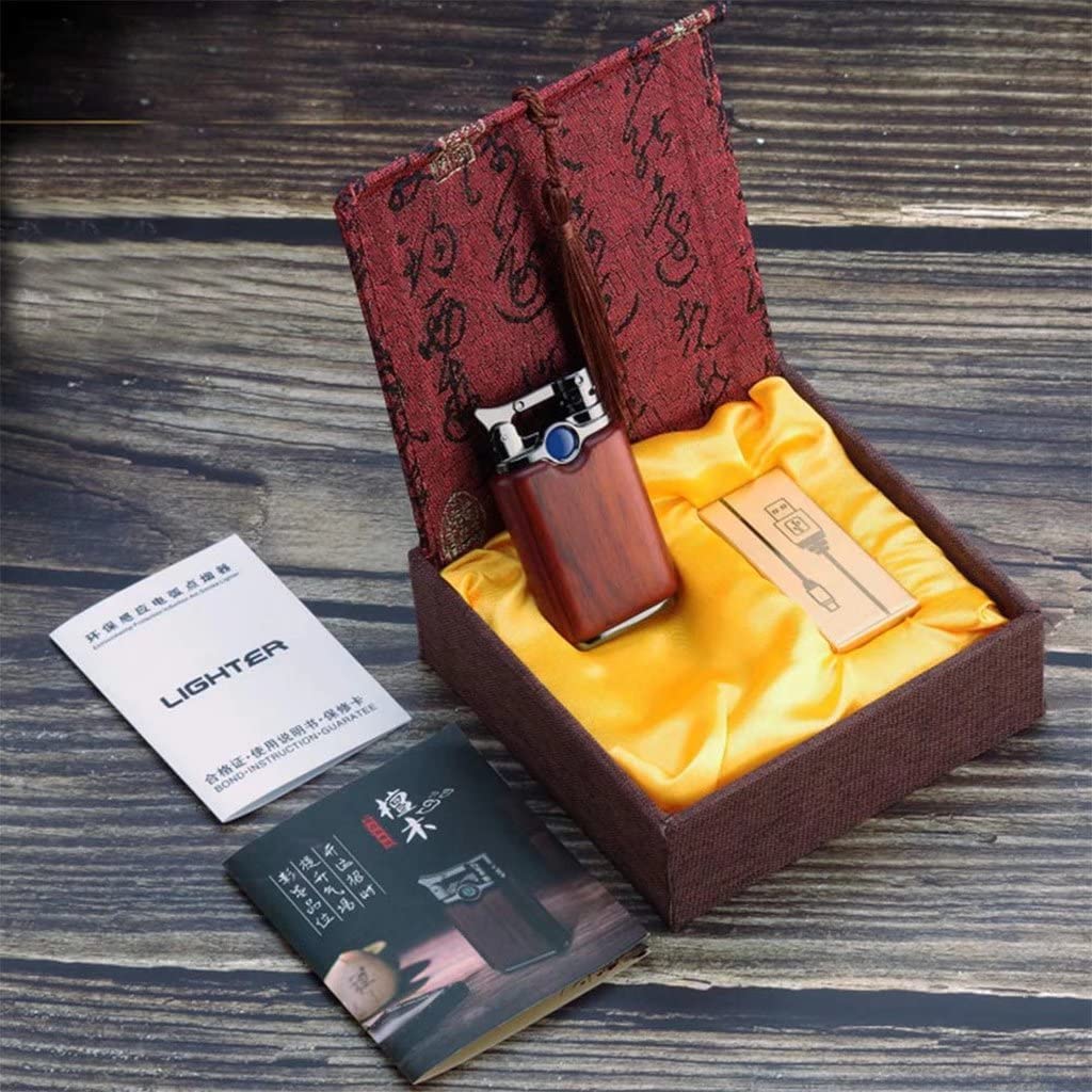 Rechargeable Windproof Plasma Lighter for Cigarettes & Cigars - Red Sandalwood Bronze
