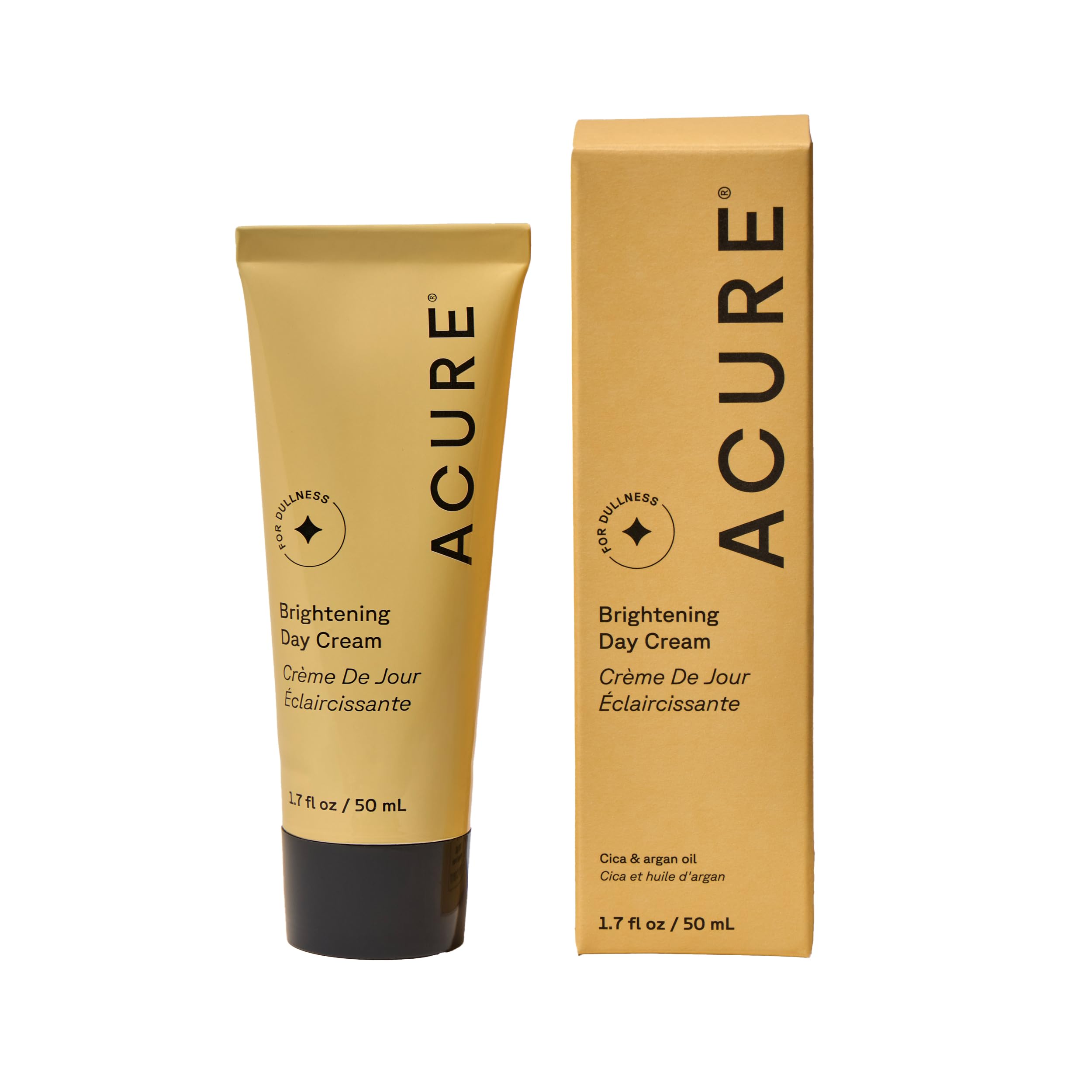 Acure Brightening Day Cream with Cica & Argan Oil - Vegan Moisturizer for Radiant Skin, Tone Even & Hydration - All Skin Types - 1.7 Fl Oz - Perfect for Daily Skincare Routine & Glowing Complexion